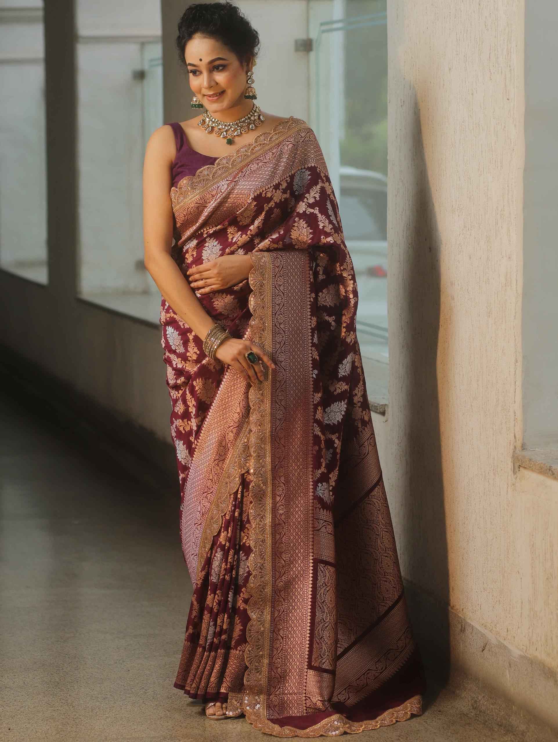SOFT BANARASI KATAN SILK WITH DESIGNER LACE SAREE AT WHOLESALE PRICE