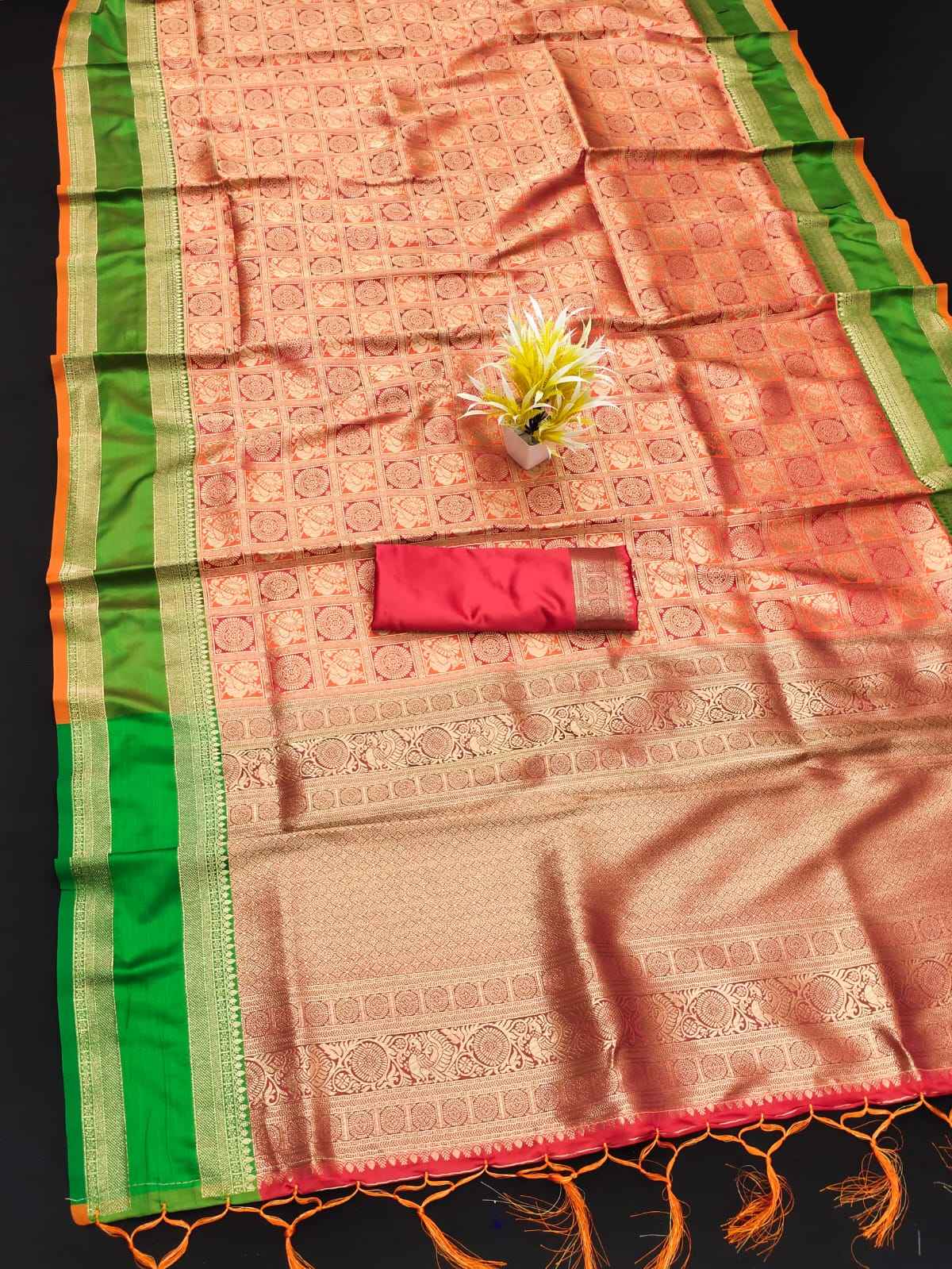 SOFT BANARASI SILK GOLD WEAVING JARI SAREE AT WHOLESALE PRICE 