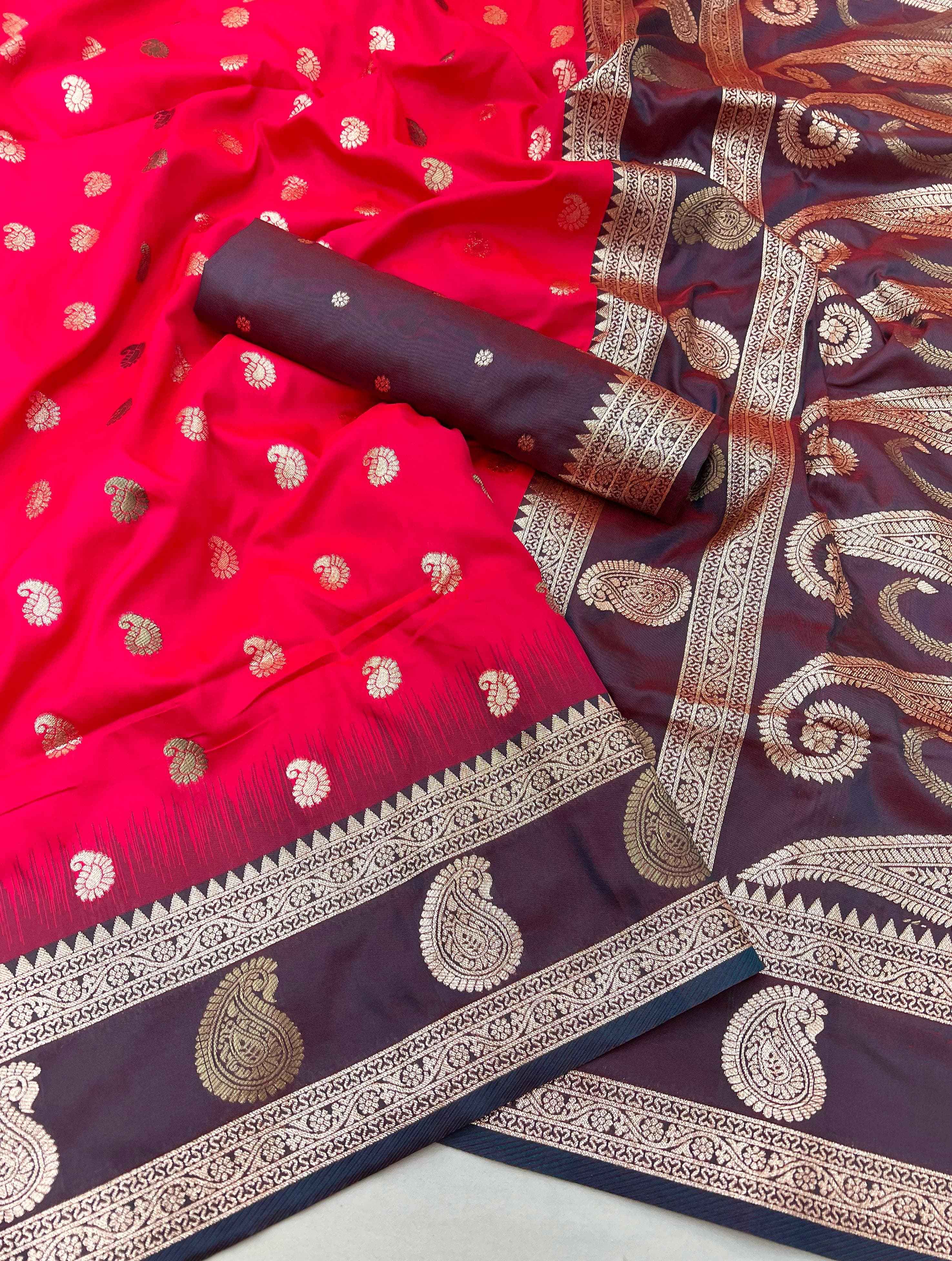SOFT BANARASI SILK ZARI WEAVING MEENAKARI DESIGN SAREE AT WHOLESALE PRICE