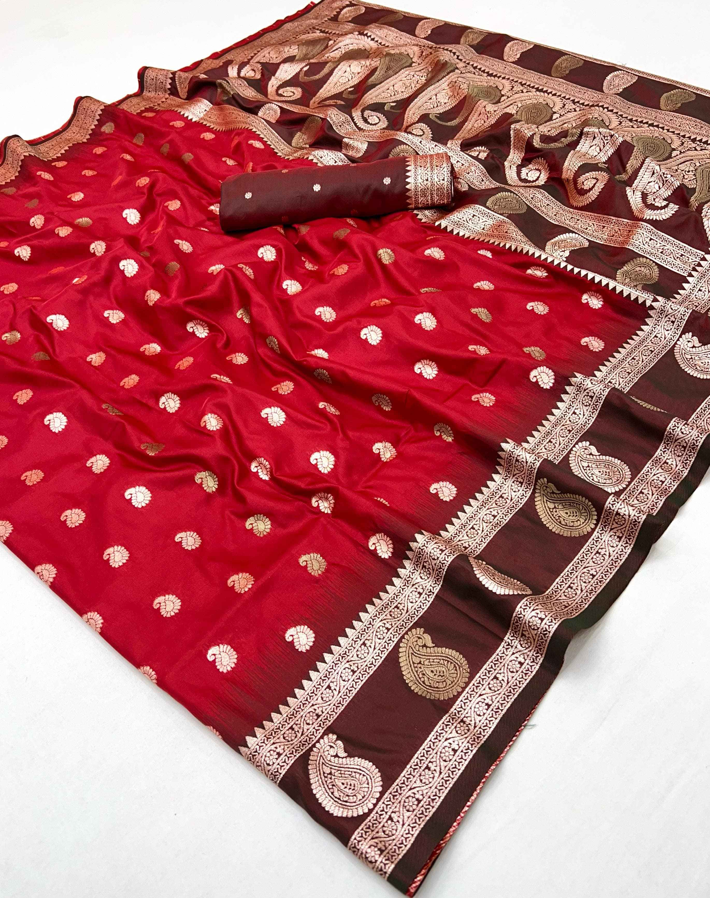 SOFT BANARASI SILK ZARI WEAVING MEENAKARI DESIGN SAREE AT WHOLESALE PRICE