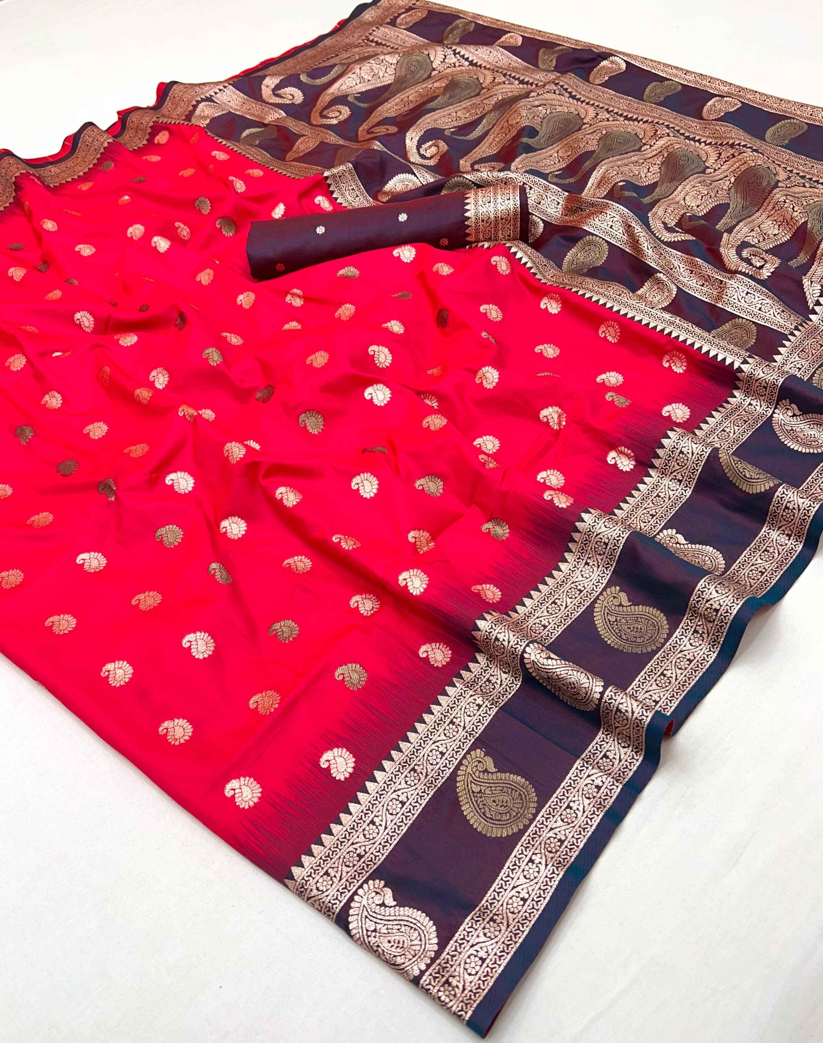 SOFT BANARASI SILK ZARI WEAVING MEENAKARI DESIGN SAREE AT WHOLESALE PRICE