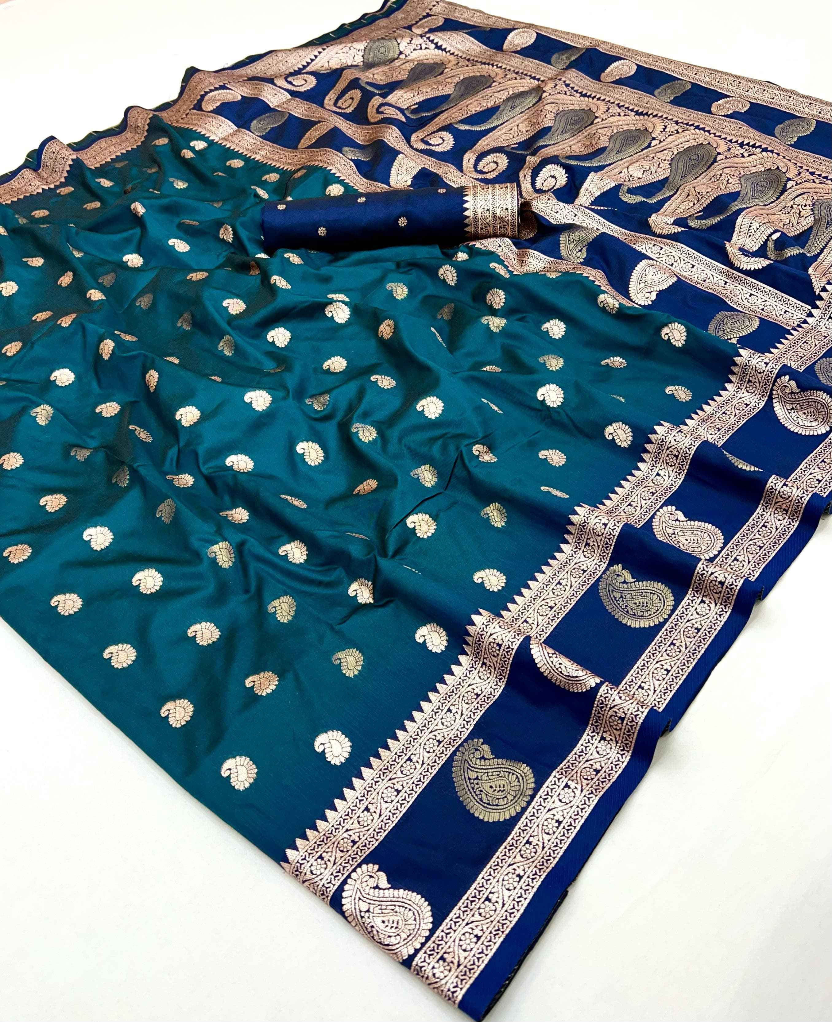 SOFT BANARASI SILK ZARI WEAVING MEENAKARI DESIGN SAREE AT WHOLESALE PRICE