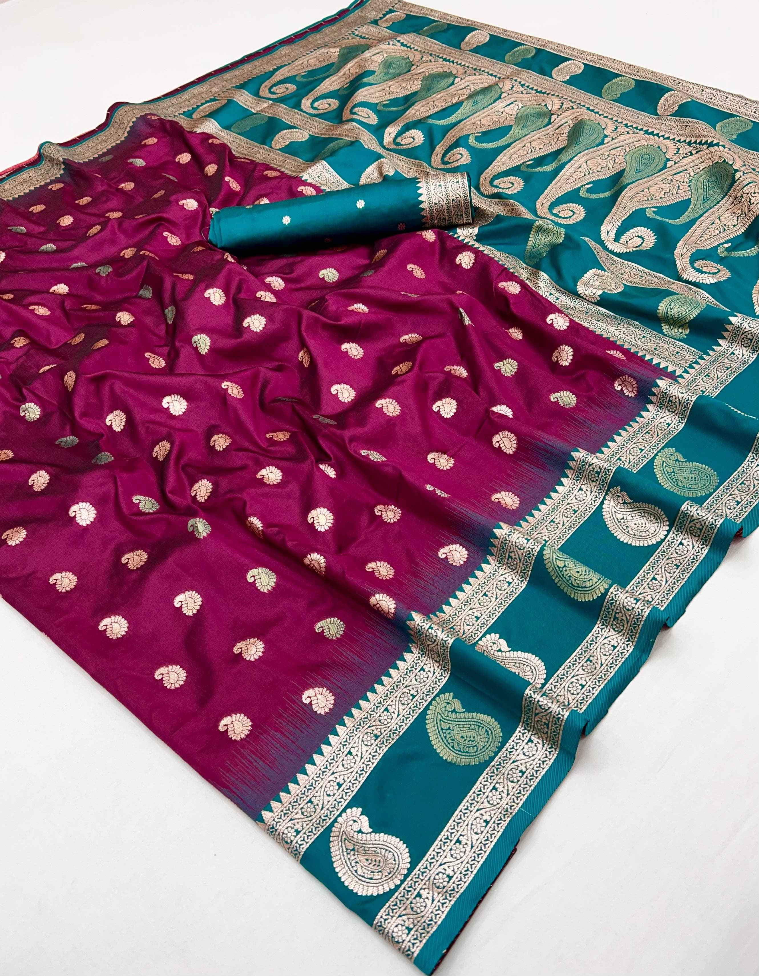 SOFT BANARASI SILK ZARI WEAVING MEENAKARI DESIGN SAREE AT WHOLESALE PRICE
