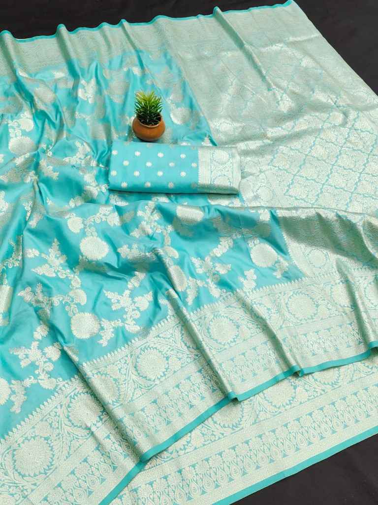 SOFT BANARASI SILK ZARI WEAVING RICH PALLU SAREE AT WHOLESALE PRICE
