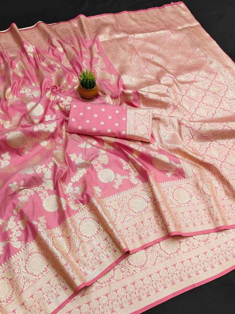SOFT BANARASI SILK ZARI WEAVING RICH PALLU SAREE AT WHOLESALE PRICE