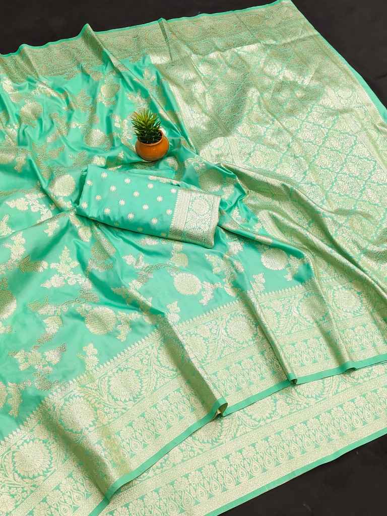 SOFT BANARASI SILK ZARI WEAVING RICH PALLU SAREE AT WHOLESALE PRICE
