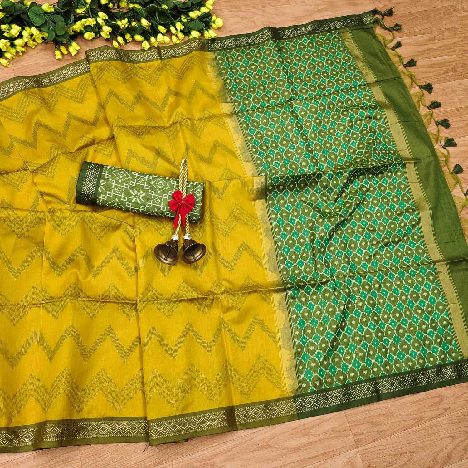 SOFT DESI TUSSAR SILK LAHERIYA ZARI WOVEN SAREE AT WHOLESALE PRICE