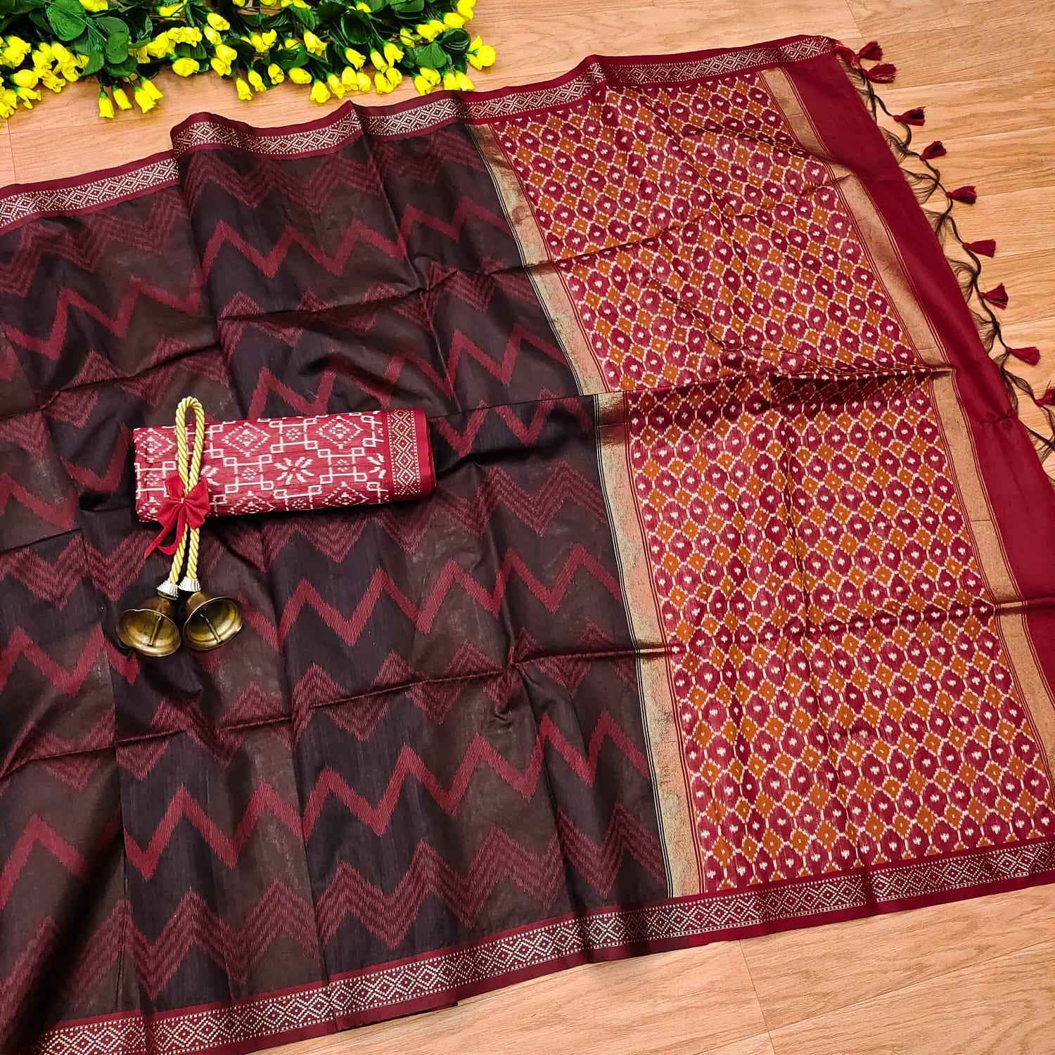 SOFT DESI TUSSAR SILK LAHERIYA ZARI WOVEN SAREE AT WHOLESALE PRICE