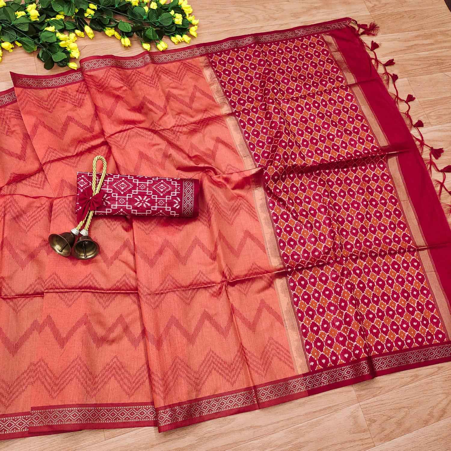 SOFT DESI TUSSAR SILK LAHERIYA ZARI WOVEN SAREE AT WHOLESALE PRICE