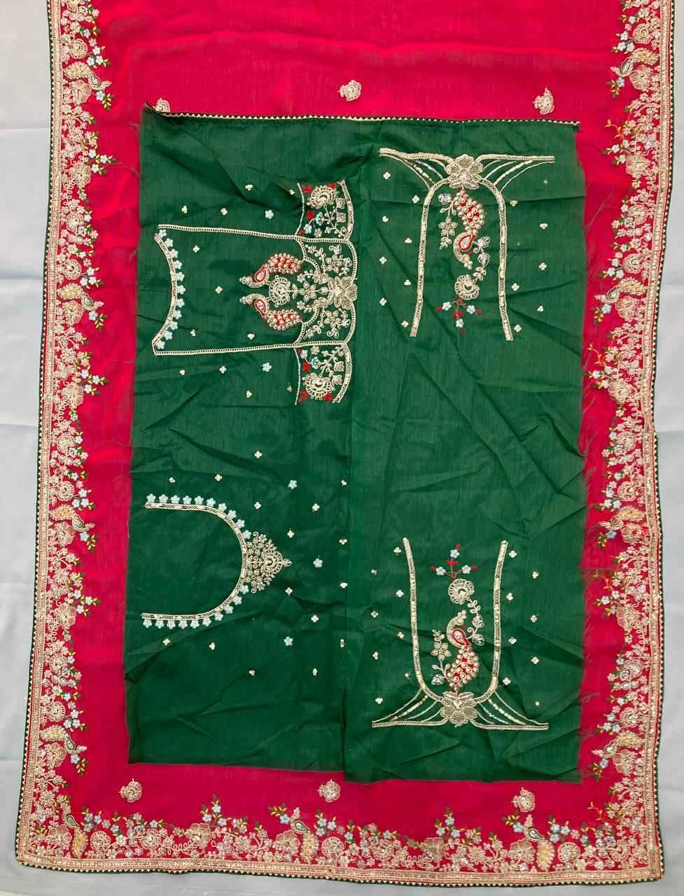 SOFT FENDY CHIFFON SILK EMBROIDERY WITH PIPING BORDER SAREE AT WHOLESALE PRICE