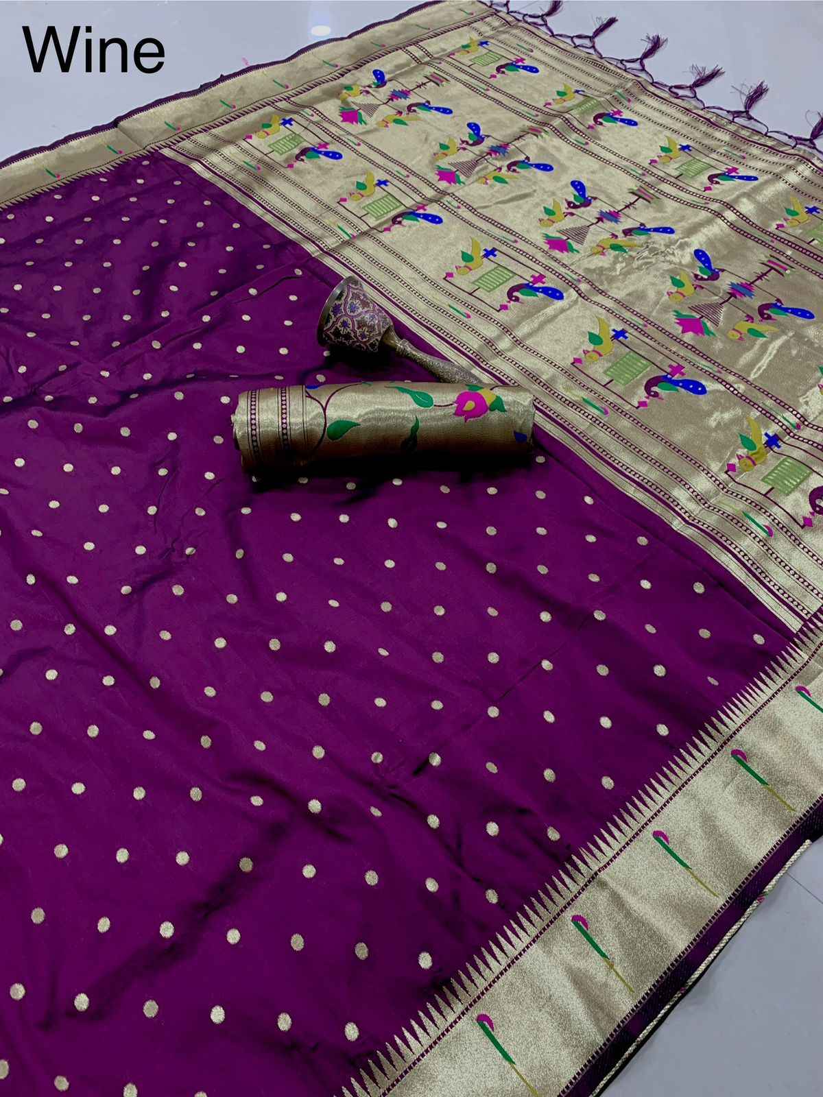 SOFT GOLD ZARI KANCHIVRAM  PAITHANI SILK PEACOCK BODER SAREE AT WHOLESALE PRICE