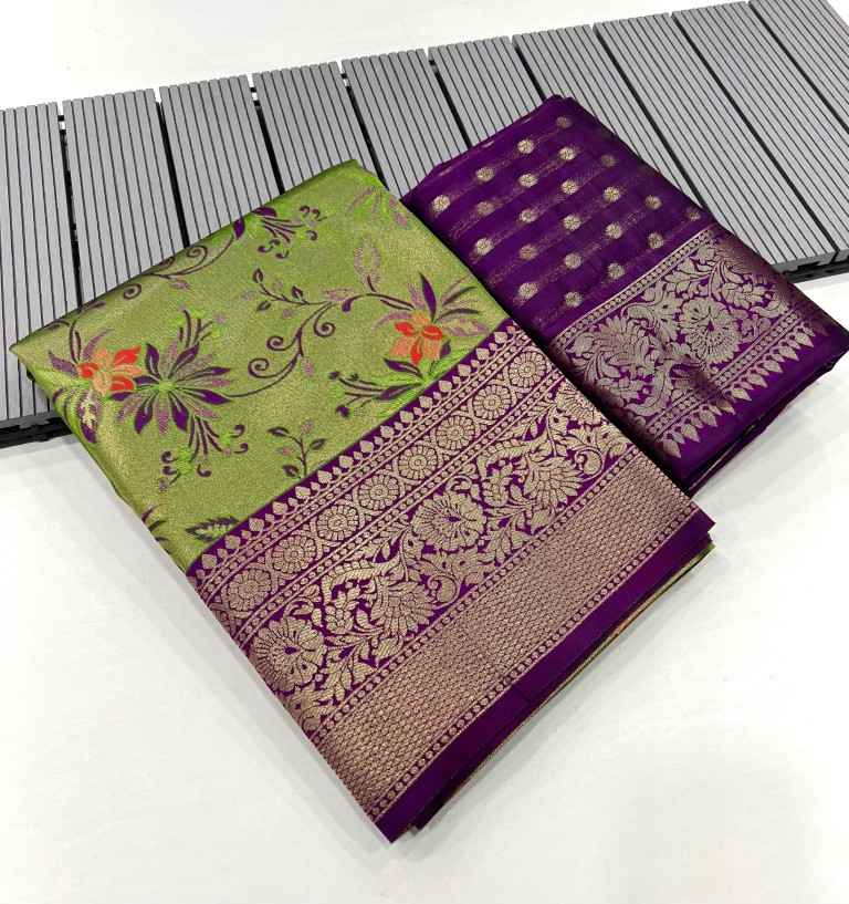 SOFT KANJIVARAM SILK  WITH ZARI WEAVING DESIGN SAREE AT WHOLESALE PRICE