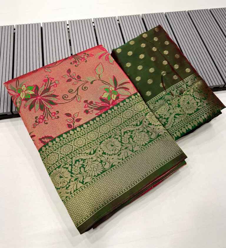 SOFT KANJIVARAM SILK  WITH ZARI WEAVING DESIGN SAREE AT WHOLESALE PRICE