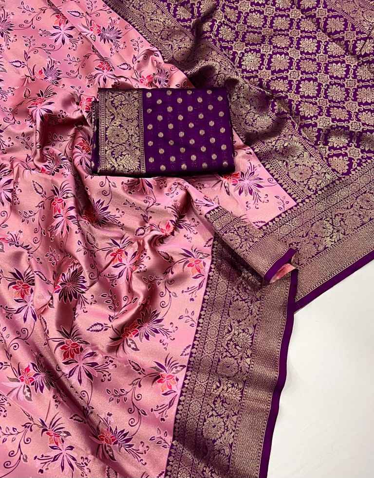 SOFT KANJIVARAM SILK  WITH ZARI WEAVING DESIGN SAREE AT WHOLESALE PRICE