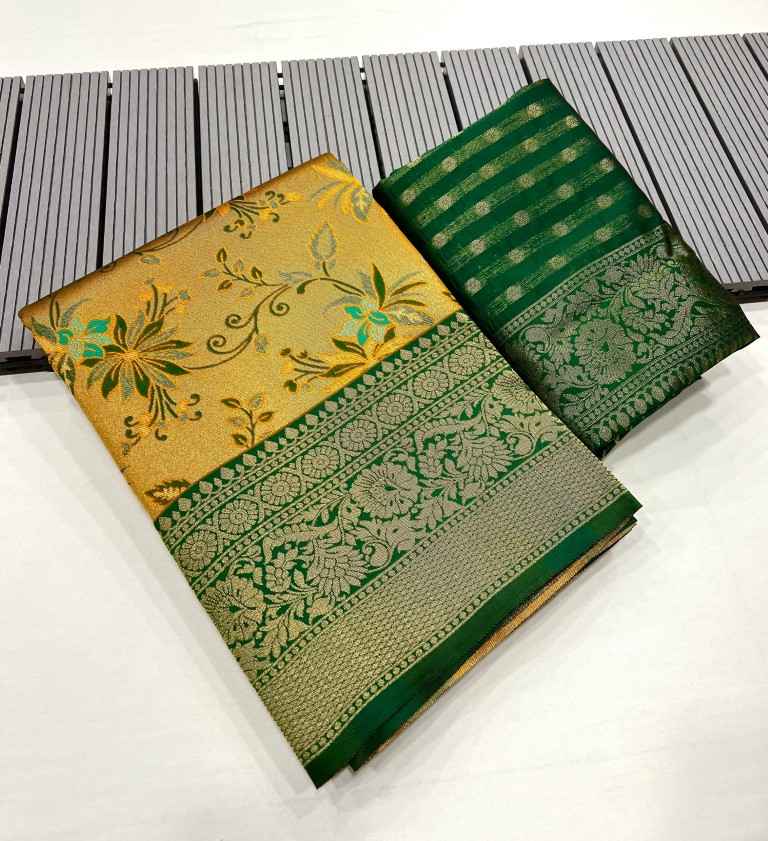 SOFT KANJIVARAM SILK  WITH ZARI WEAVING DESIGN SAREE AT WHOLESALE PRICE