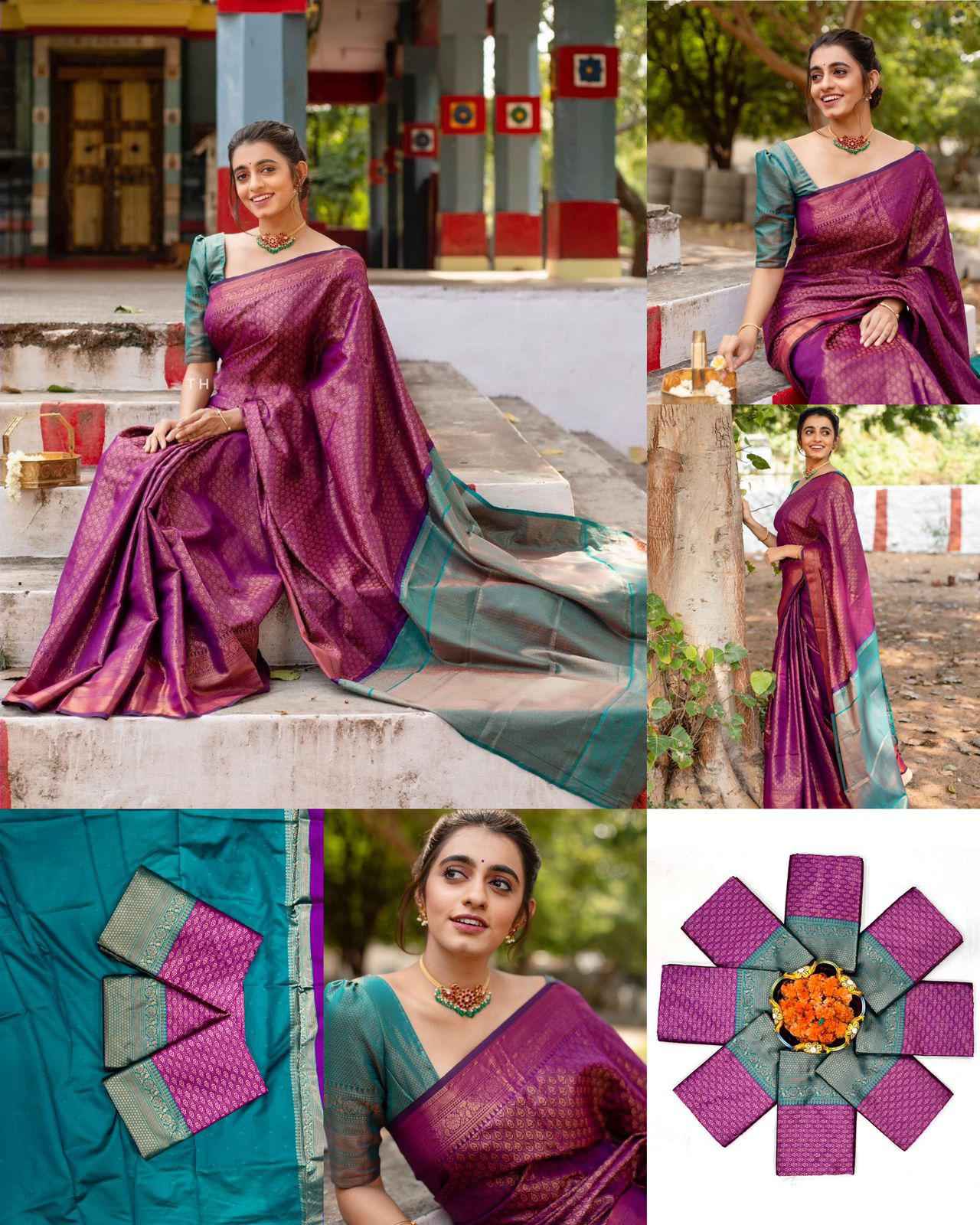 SOFT LICHI SILK RICH PALLU AND JACQUARD WORK SAREE CODE 207 AT WHOLESALE PRICE