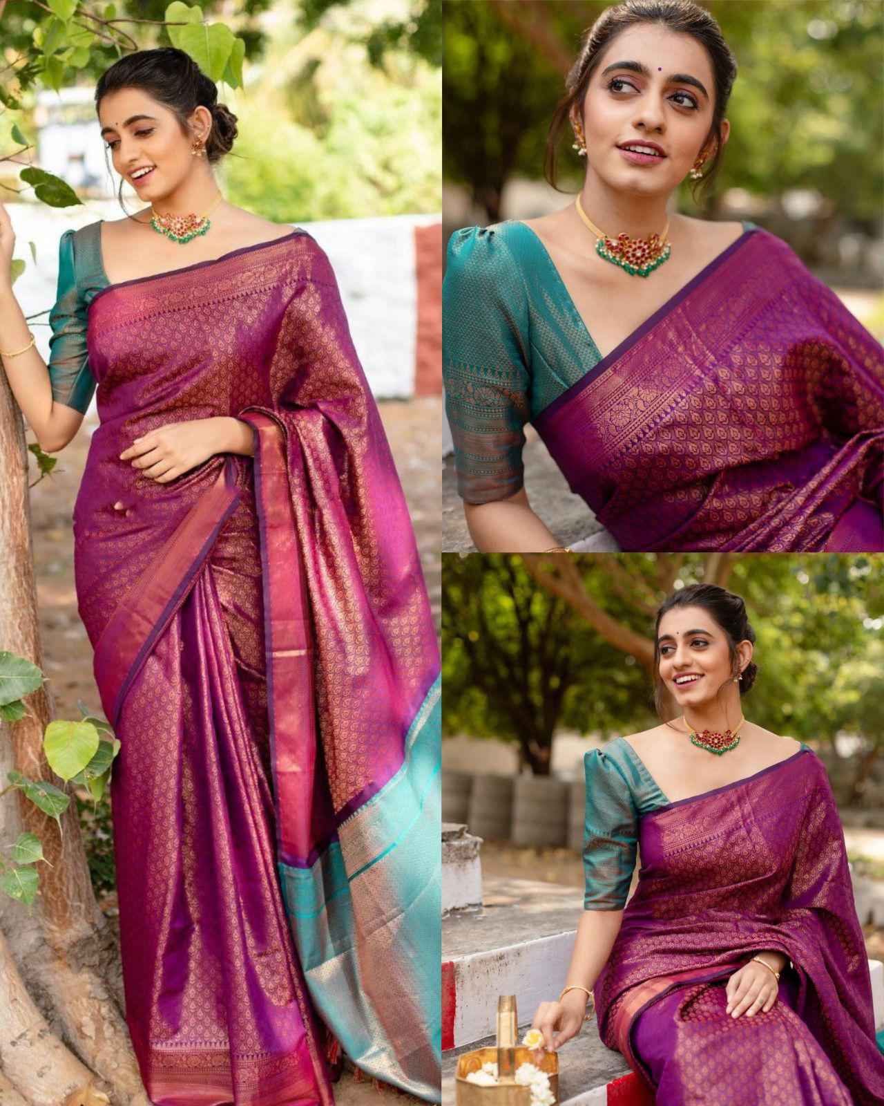 SOFT LICHI SILK RICH PALLU AND JACQUARD WORK SAREE CODE 207 AT WHOLESALE PRICE
