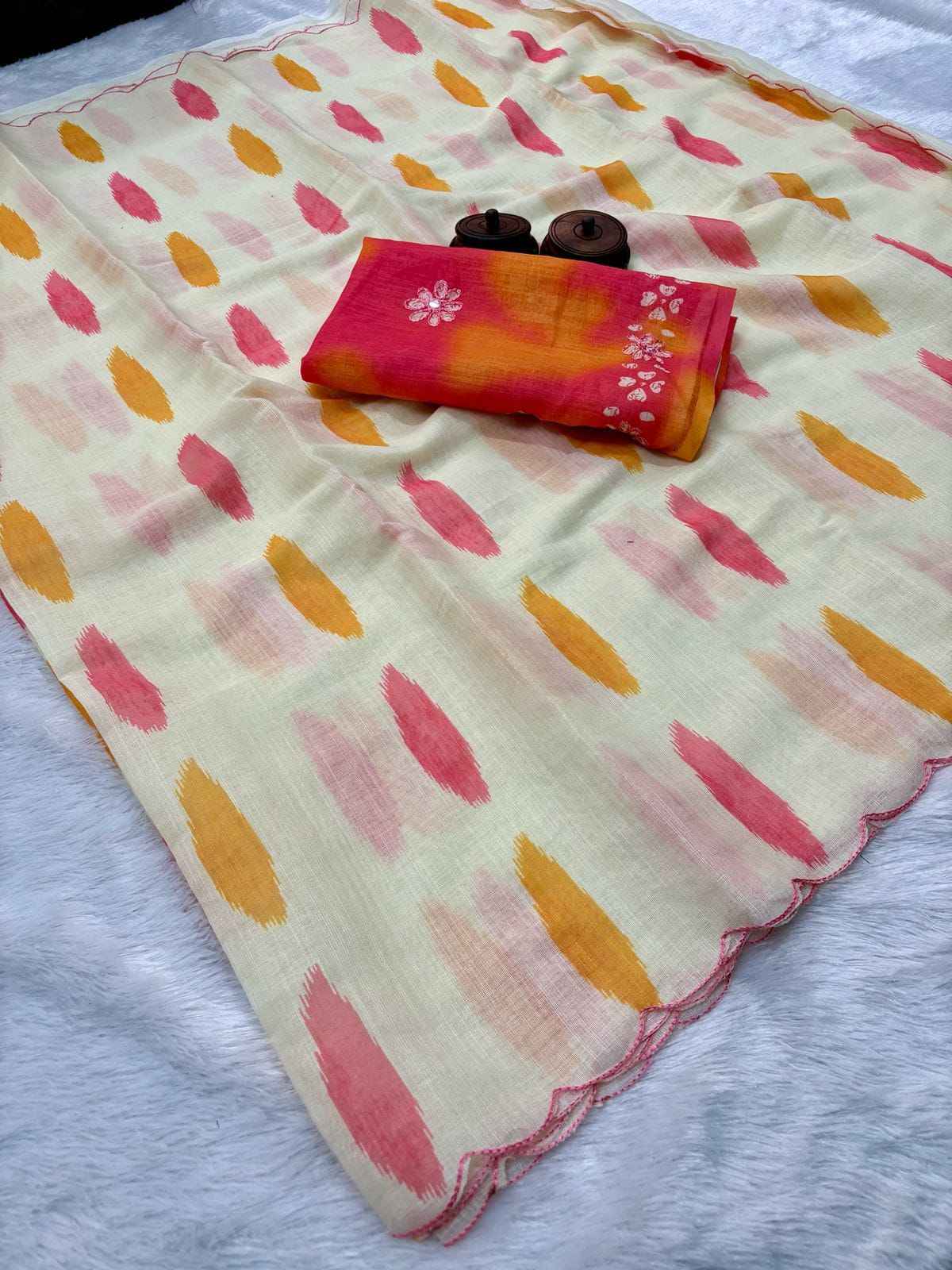 SOFT LINEN COTTON BATIK DIGITAL PRINT SAREE AT WHOLESALE PRICE