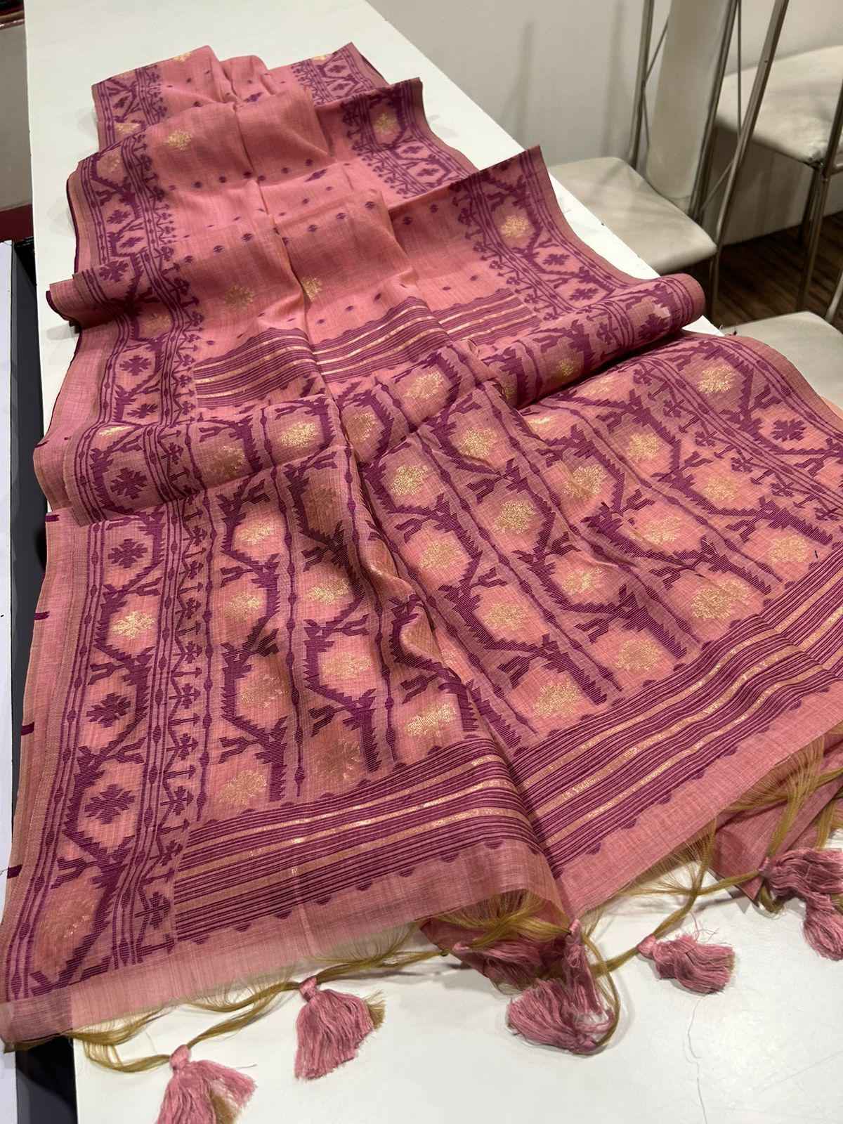 SOFT MUGA COTTON JAMDANI WEAVING BORDER SAREE AT WHOLESALE PRICE