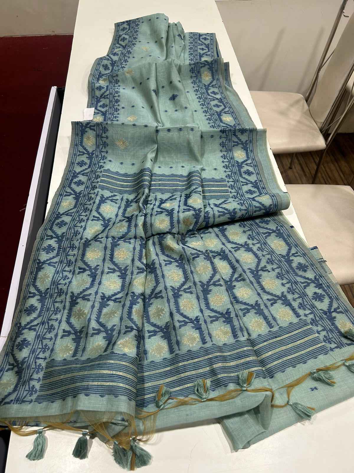 SOFT MUGA COTTON JAMDANI WEAVING BORDER SAREE AT WHOLESALE PRICE
