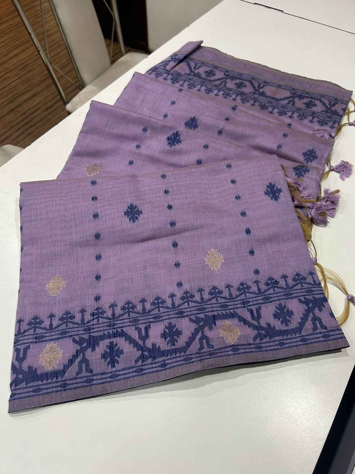 SOFT MUGA COTTON JAMDANI WEAVING BORDER SAREE AT WHOLESALE PRICE