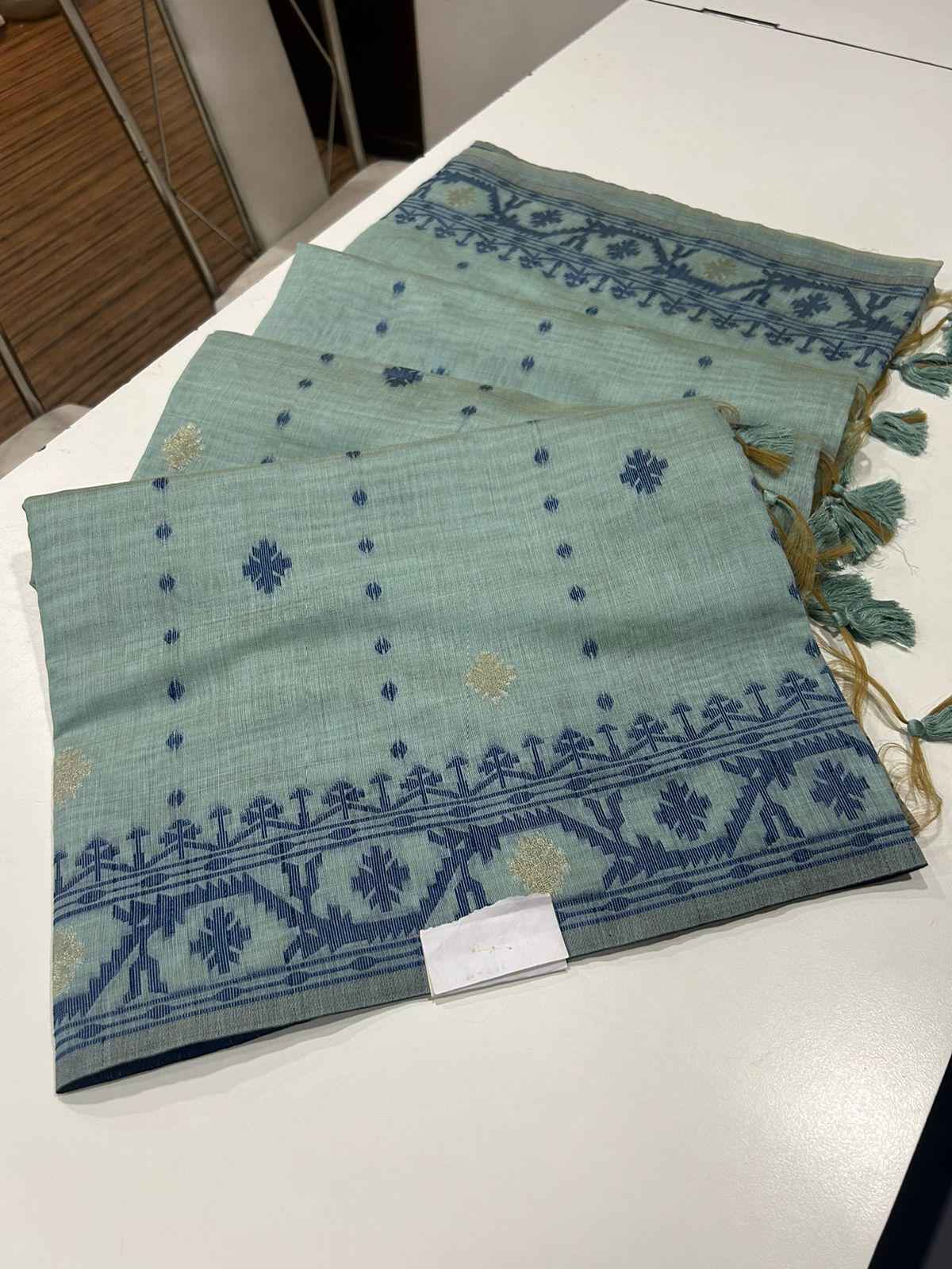 SOFT MUGA COTTON JAMDANI WEAVING BORDER SAREE AT WHOLESALE PRICE