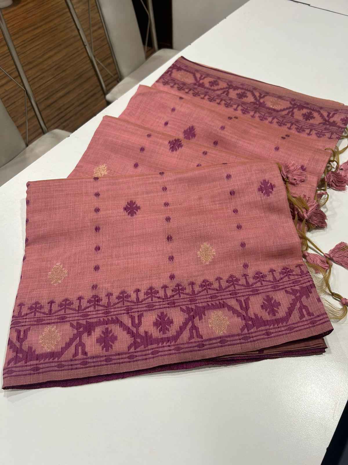 SOFT MUGA COTTON JAMDANI WEAVING BORDER SAREE AT WHOLESALE PRICE
