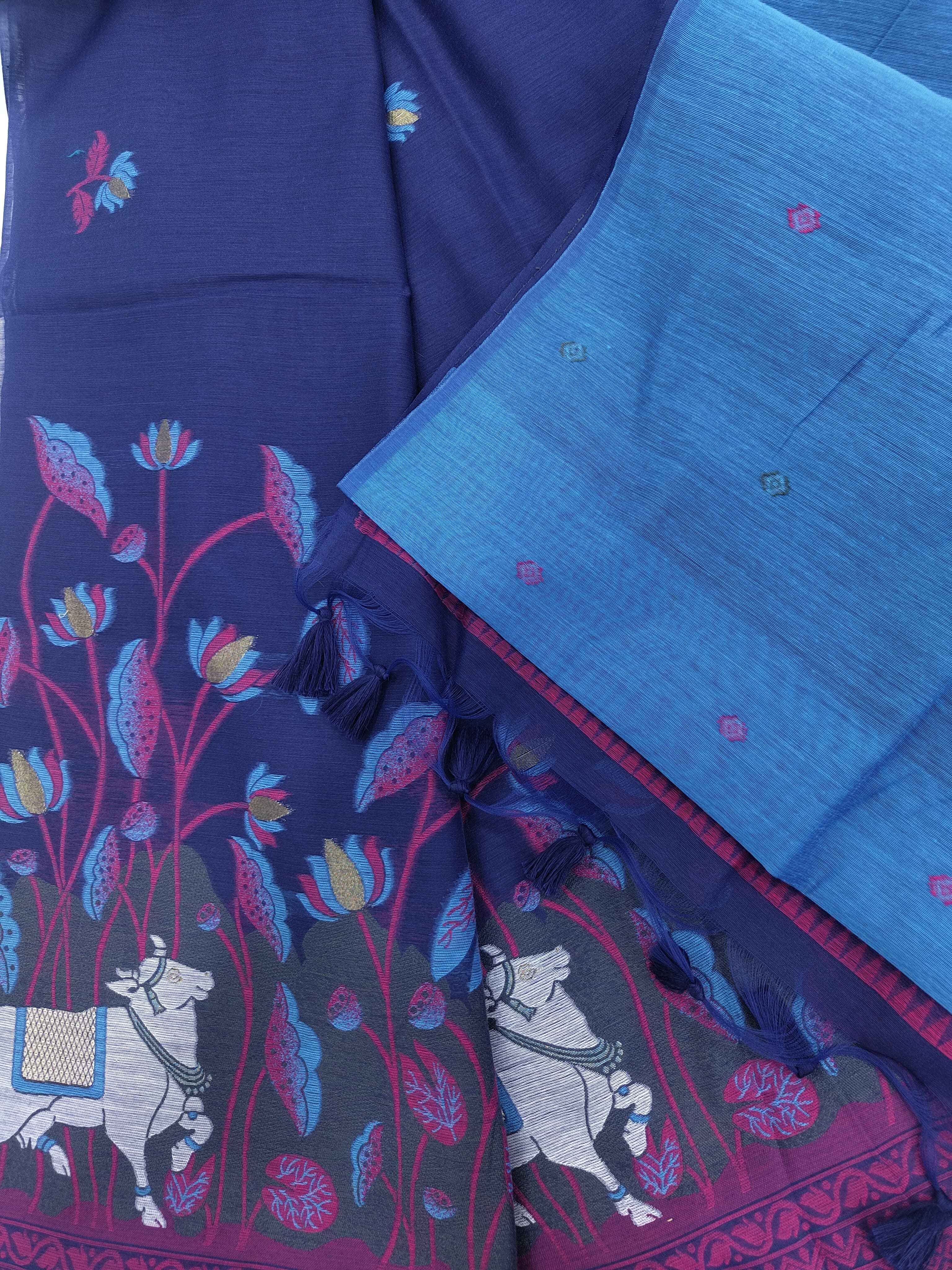 SOFT MUGA COTTON PICHWAI WEAVING PALLU SAREE AT WHOLESALE PRICE
