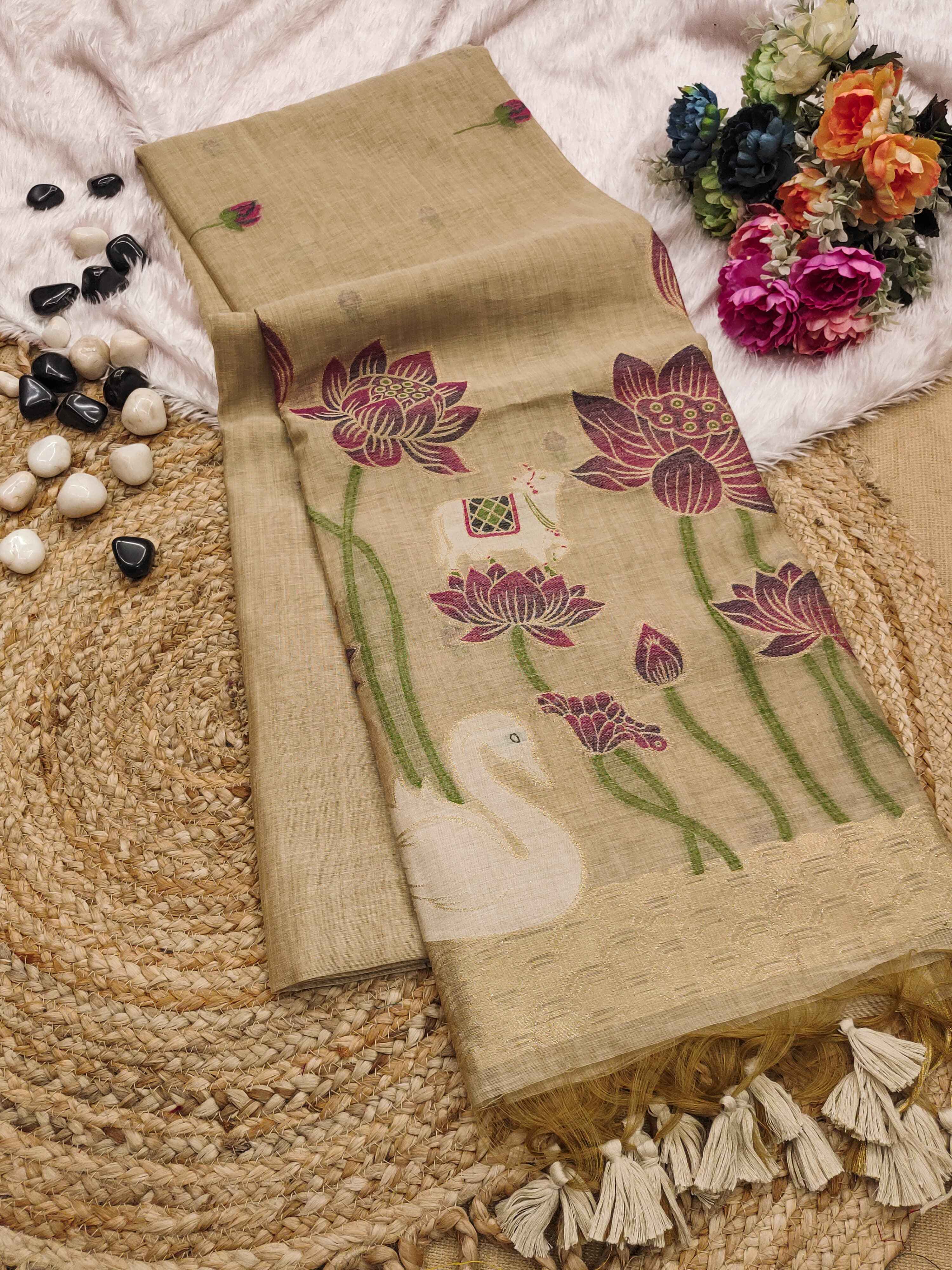 SOFT MUGA COTTON RESHAM WEAVING PICHWAI PALLU SAREE AT WHOLESALE PRICE