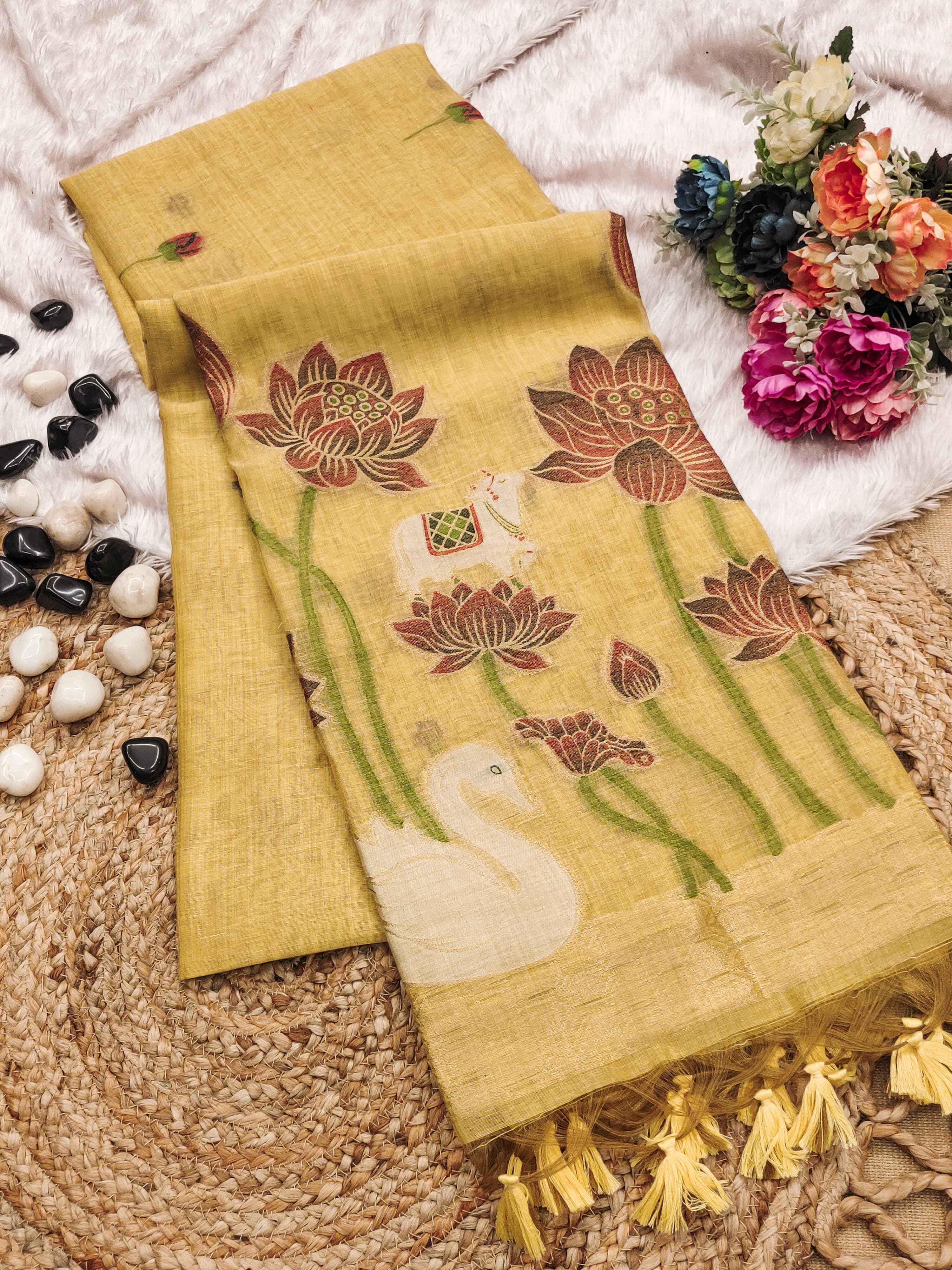 SOFT MUGA COTTON RESHAM WEAVING PICHWAI PALLU SAREE AT WHOLESALE PRICE