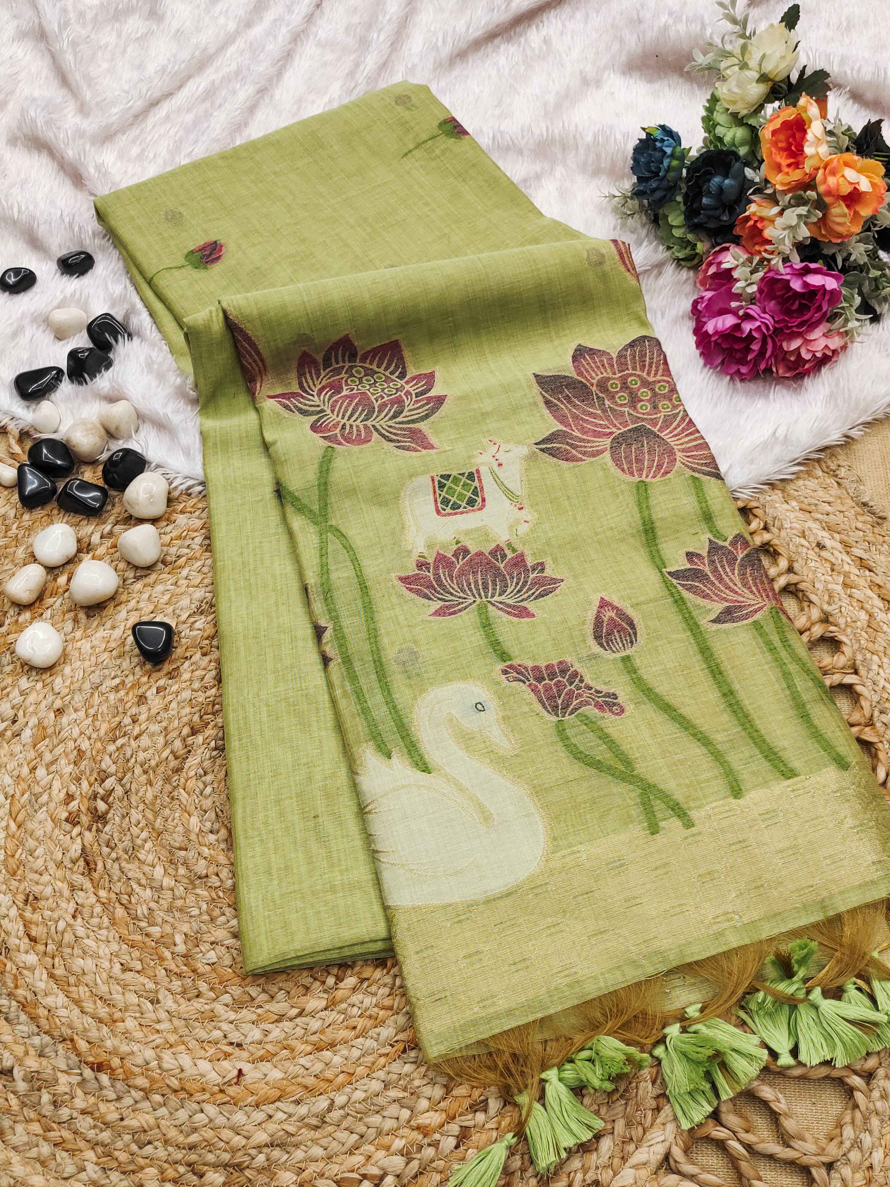 SOFT MUGA COTTON RESHAM WEAVING PICHWAI PALLU SAREE AT WHOLESALE PRICE