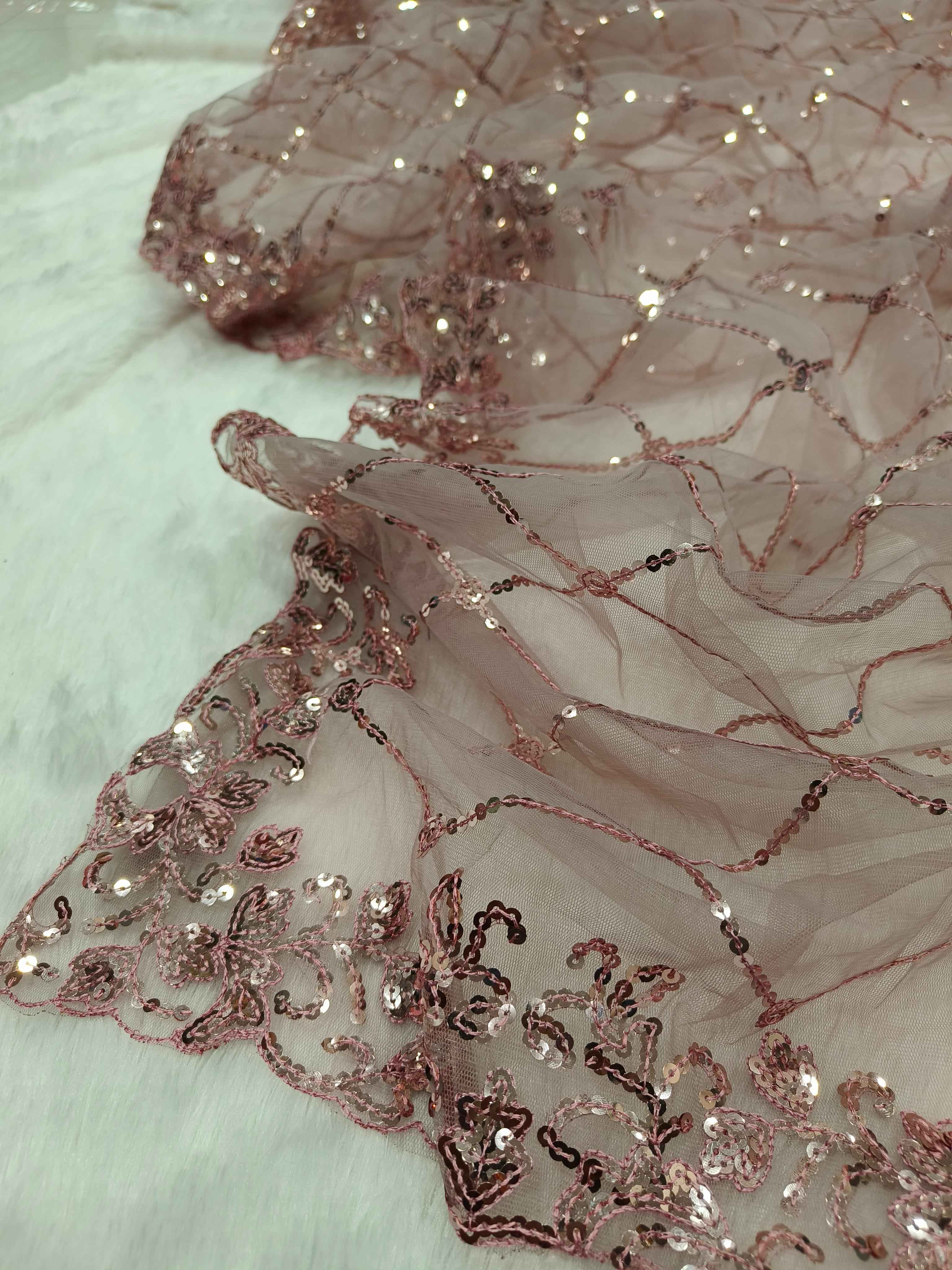 SOFT NET SEQUINS EMBROIDERY C PALLU WORK SAREE AT WHOLESALE PRICE