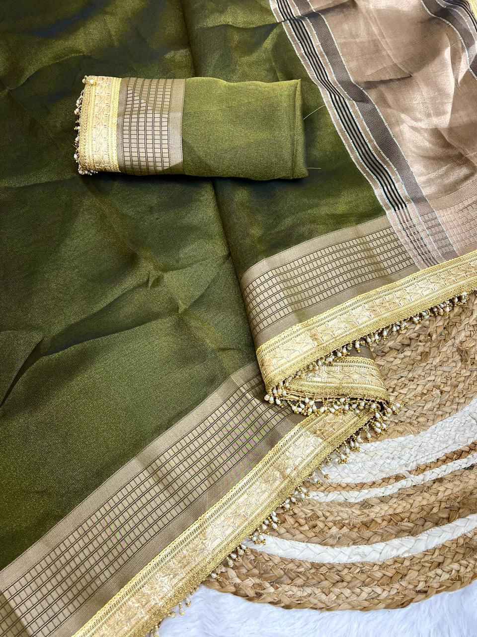 SOFT ORGANZA SILK WITH HANDLOOM WEAVING SAREE AT WHOLESALE PRICE
