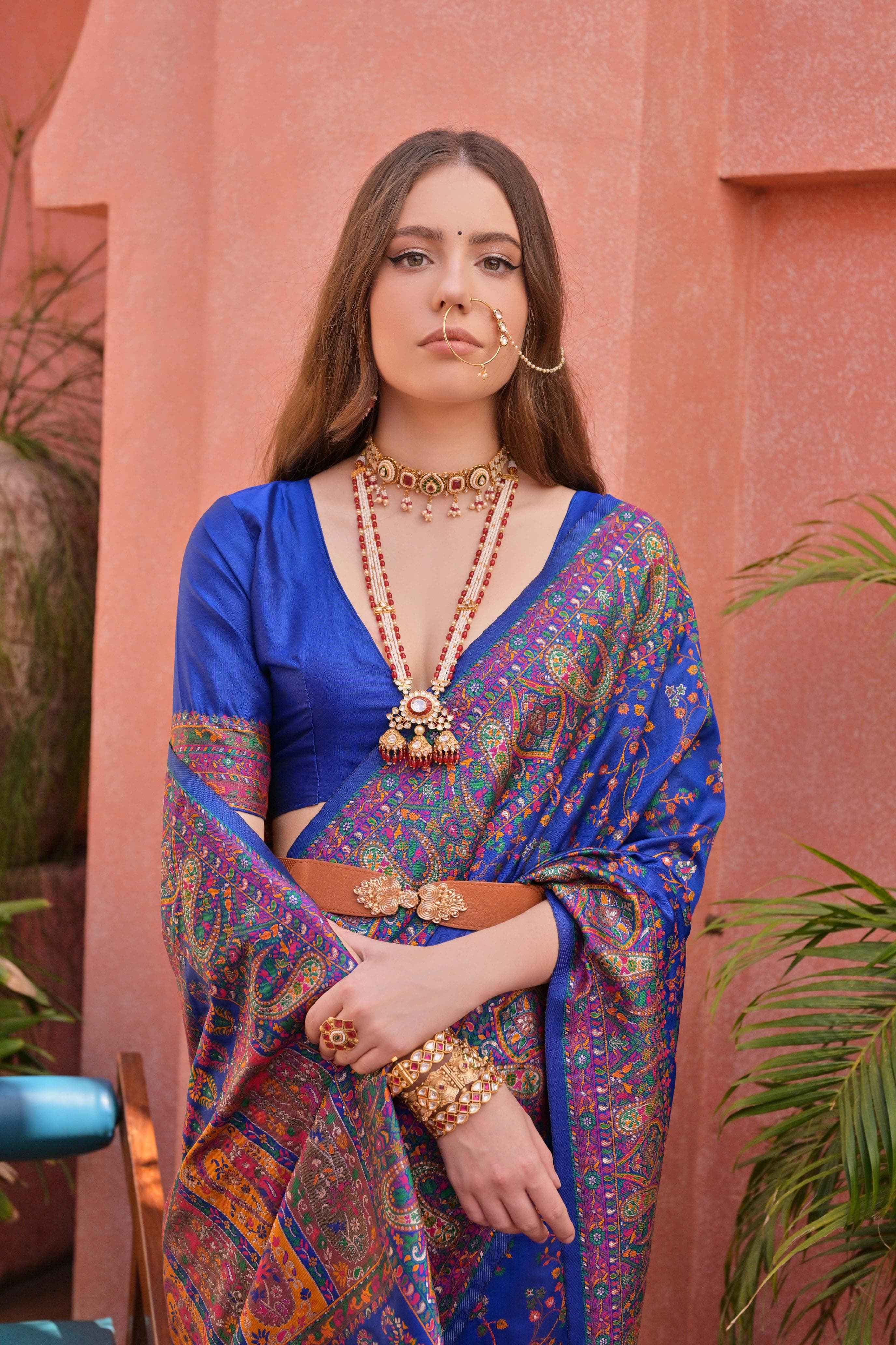 SOFT PASHMINA SILK WEAVING PALLU WITH FANCY TASSELS SAREE AT WHOLESALE PRICE