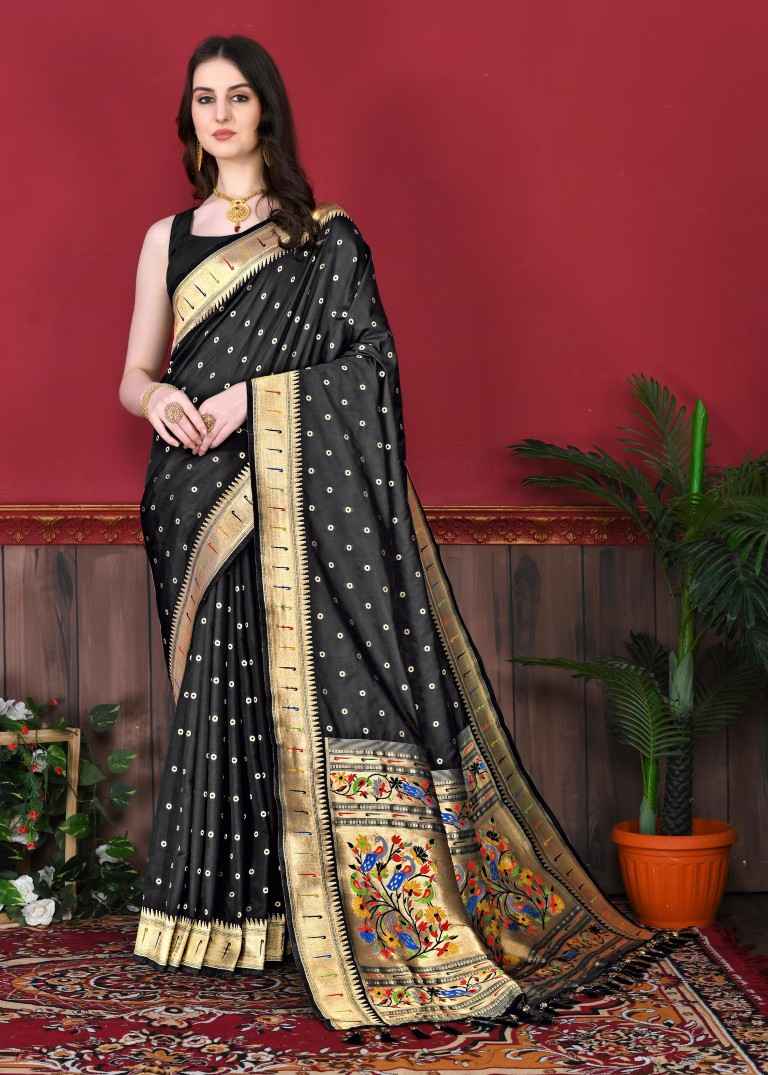 SOFT PETHANI SILK ZARI WEAVING BINDI DESIGN SAREE AT WHOLESALE PRICE
