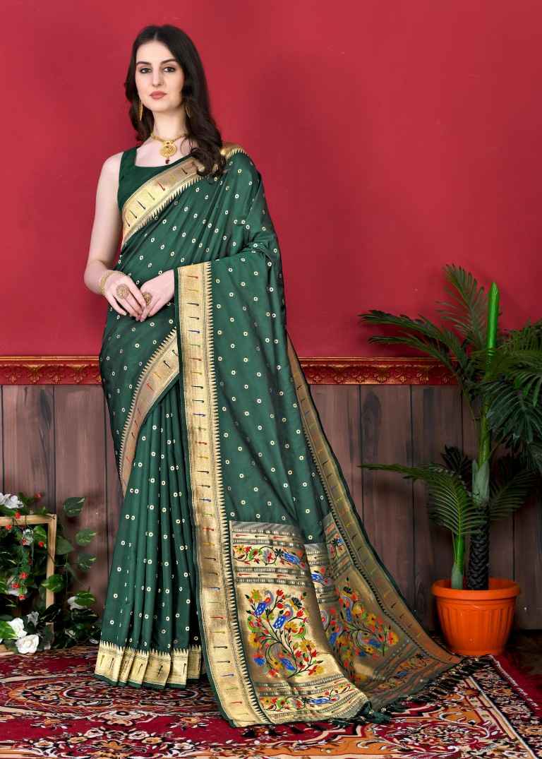 SOFT PETHANI SILK ZARI WEAVING BINDI DESIGN SAREE AT WHOLESALE PRICE