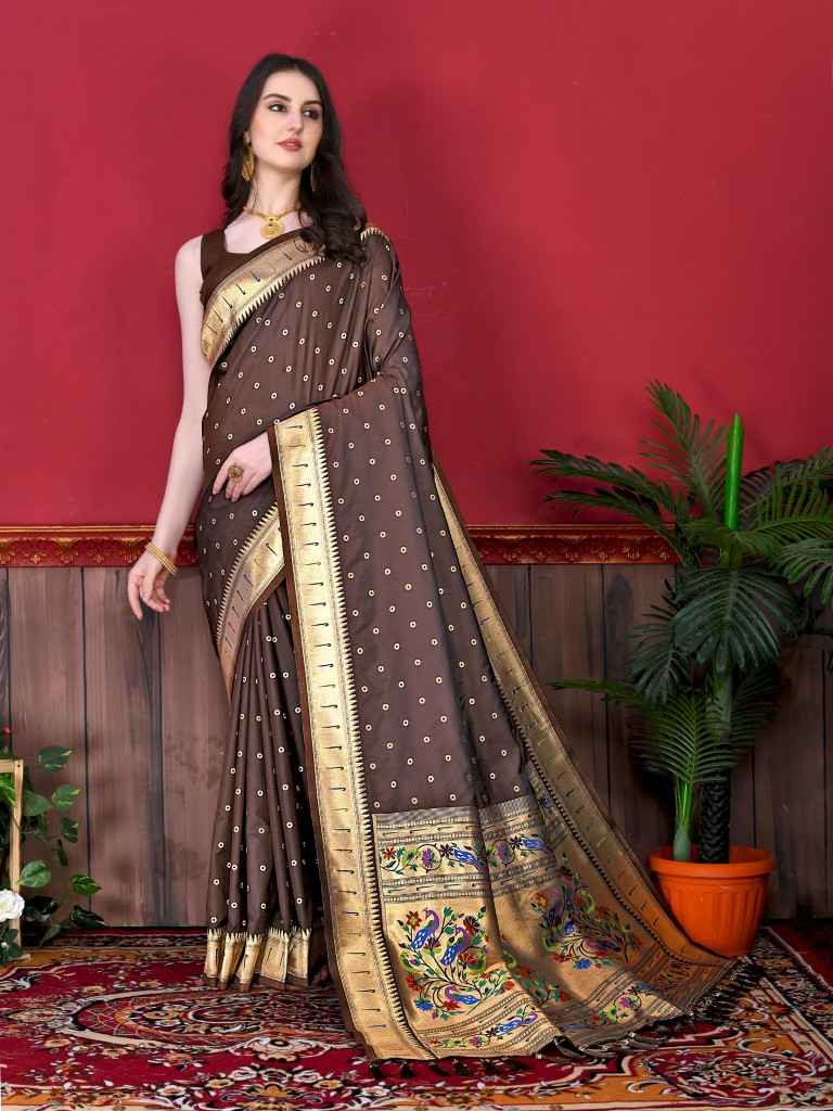 SOFT PETHANI SILK ZARI WEAVING BINDI DESIGN SAREE AT WHOLESALE PRICE
