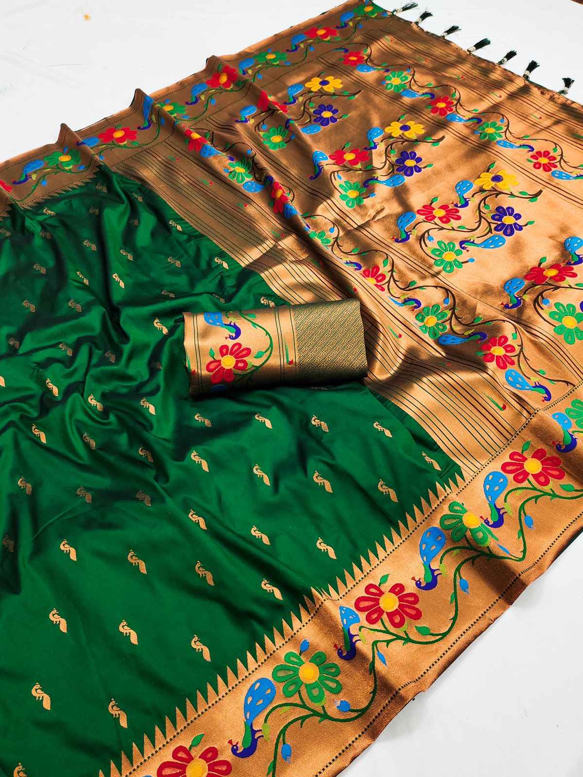 SOFT PETHANI WITH ZARI MEENAKARI WEAWING SILK SAREE AT WHOLESALE PRICE