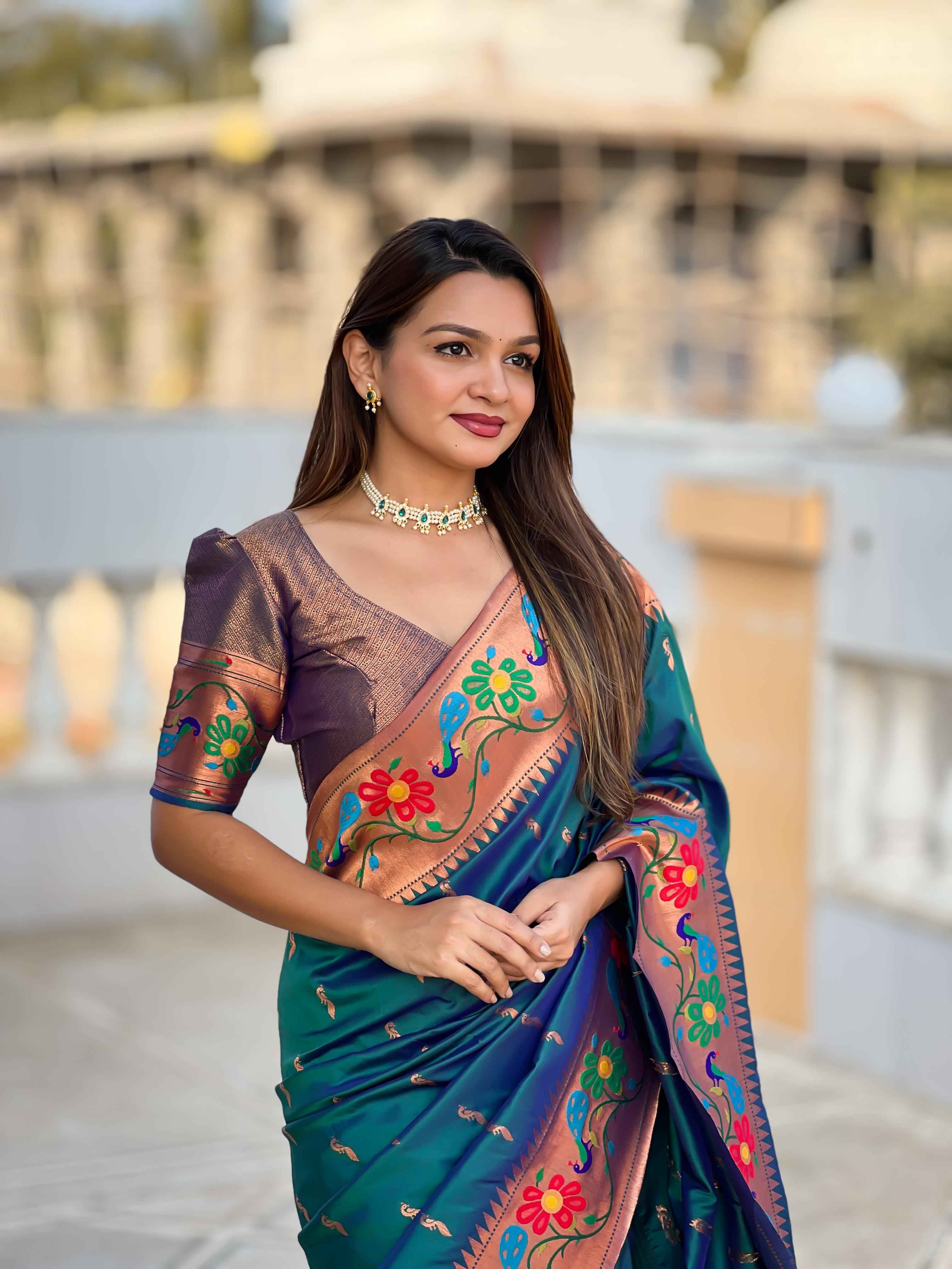 SOFT PETHANI WITH ZARI MEENAKARI WEAWING SILK SAREE AT WHOLESALE PRICE