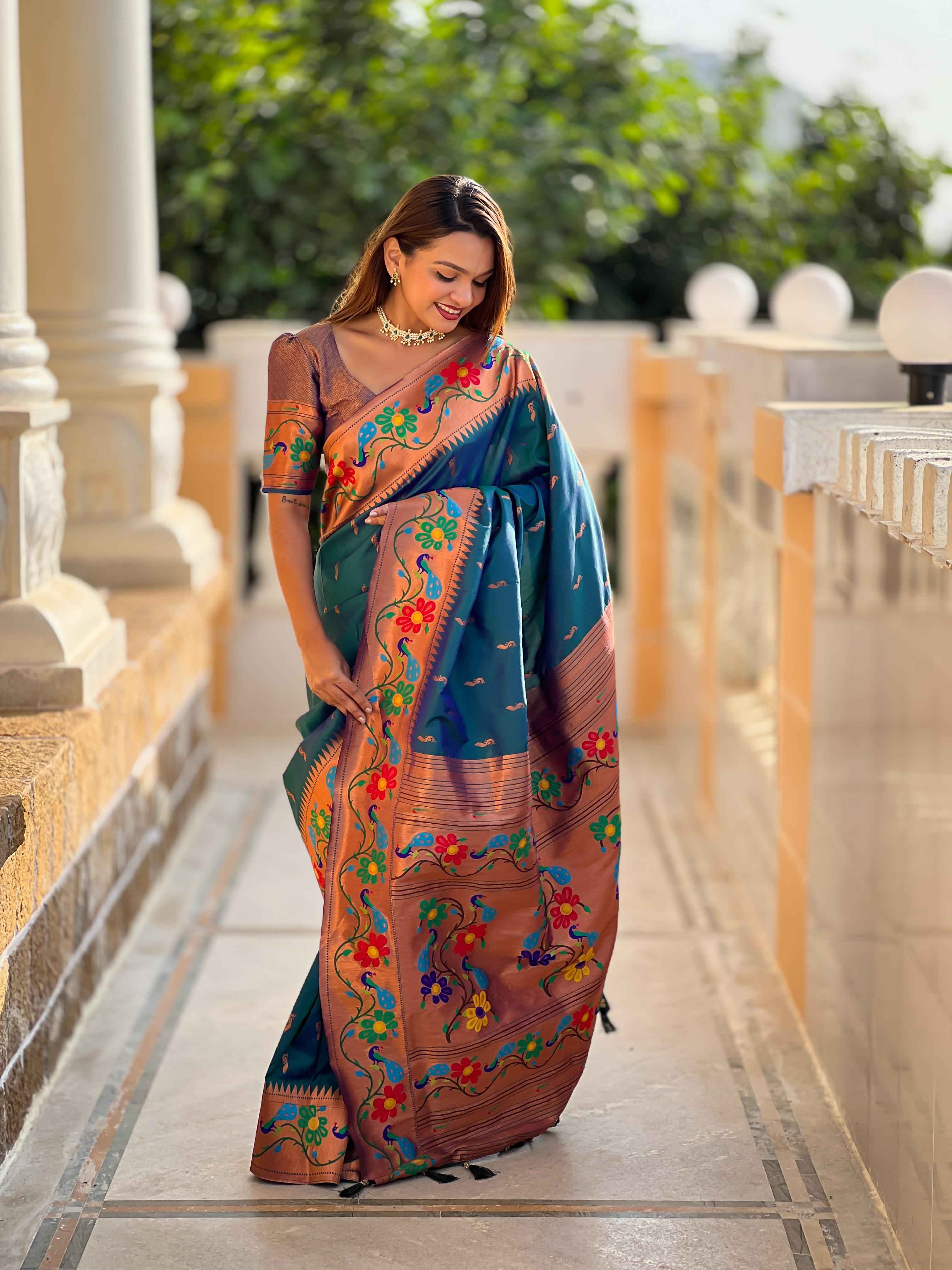 SOFT PETHANI WITH ZARI MEENAKARI WEAWING SILK SAREE AT WHOLESALE PRICE