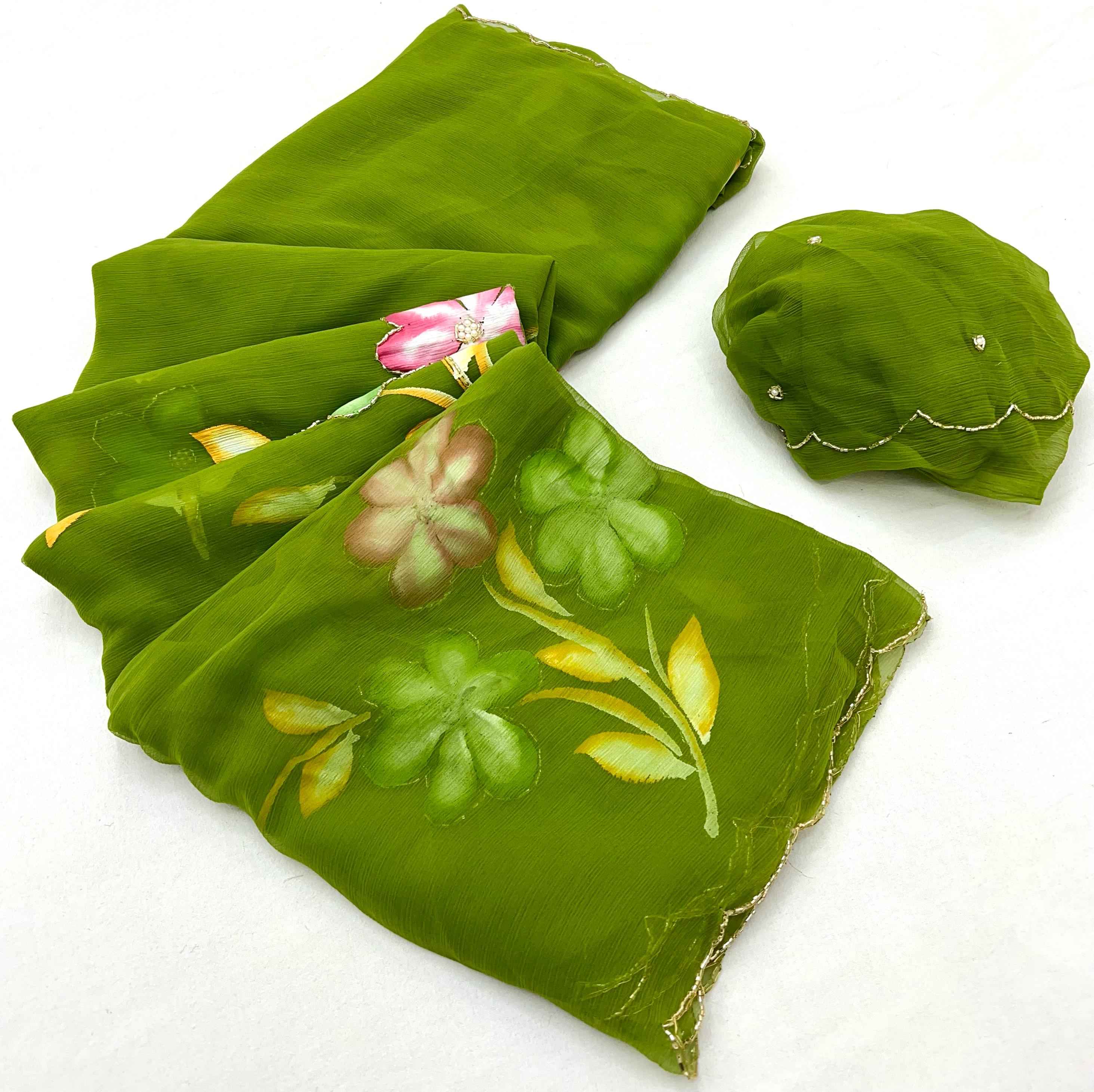 SOFT PURE SIFFON HANDWORK LIGHT WEIGHT SAREES AT WHOLESALE PRICE