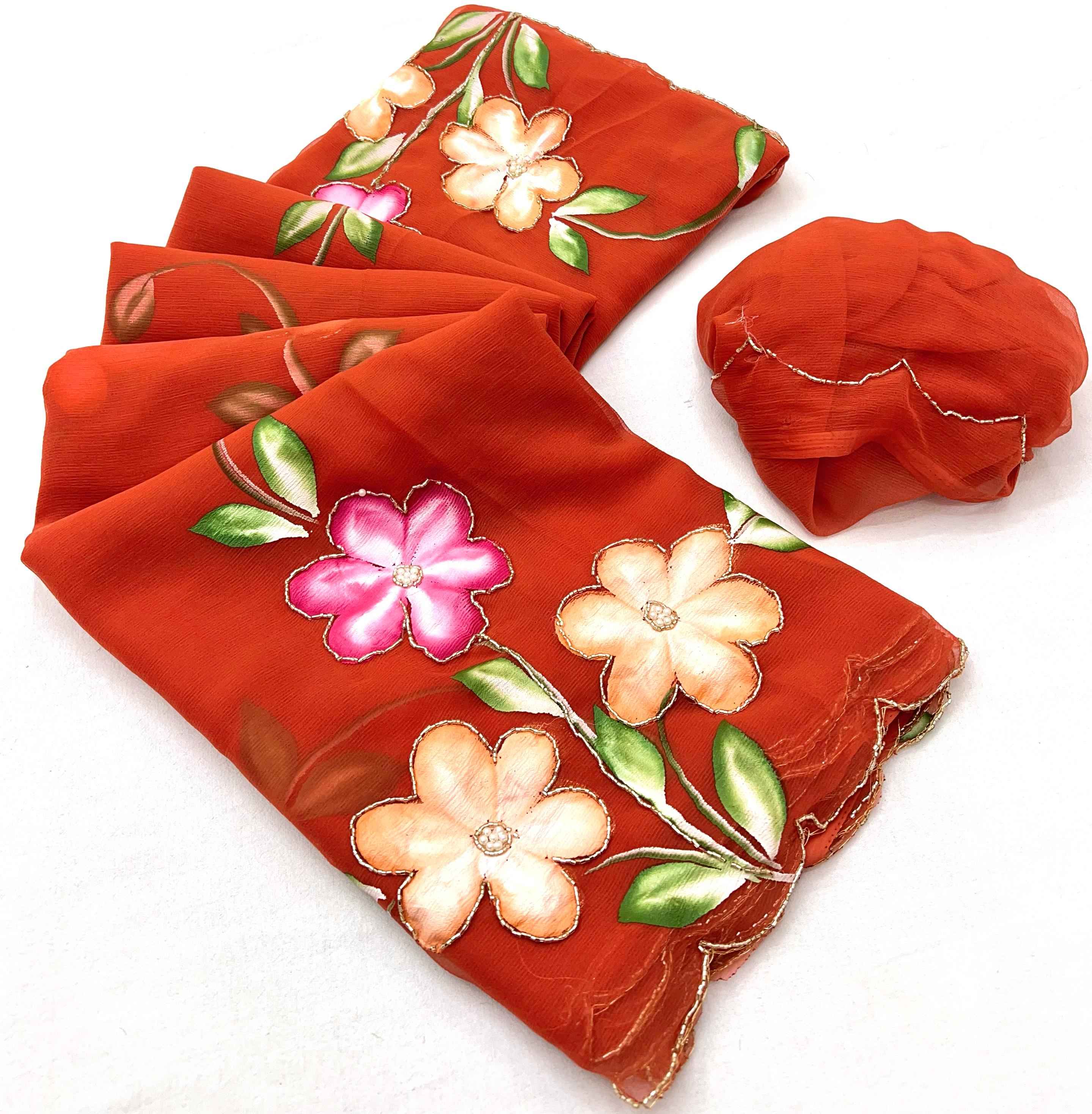 SOFT PURE SIFFON HANDWORK LIGHT WEIGHT SAREES AT WHOLESALE PRICE