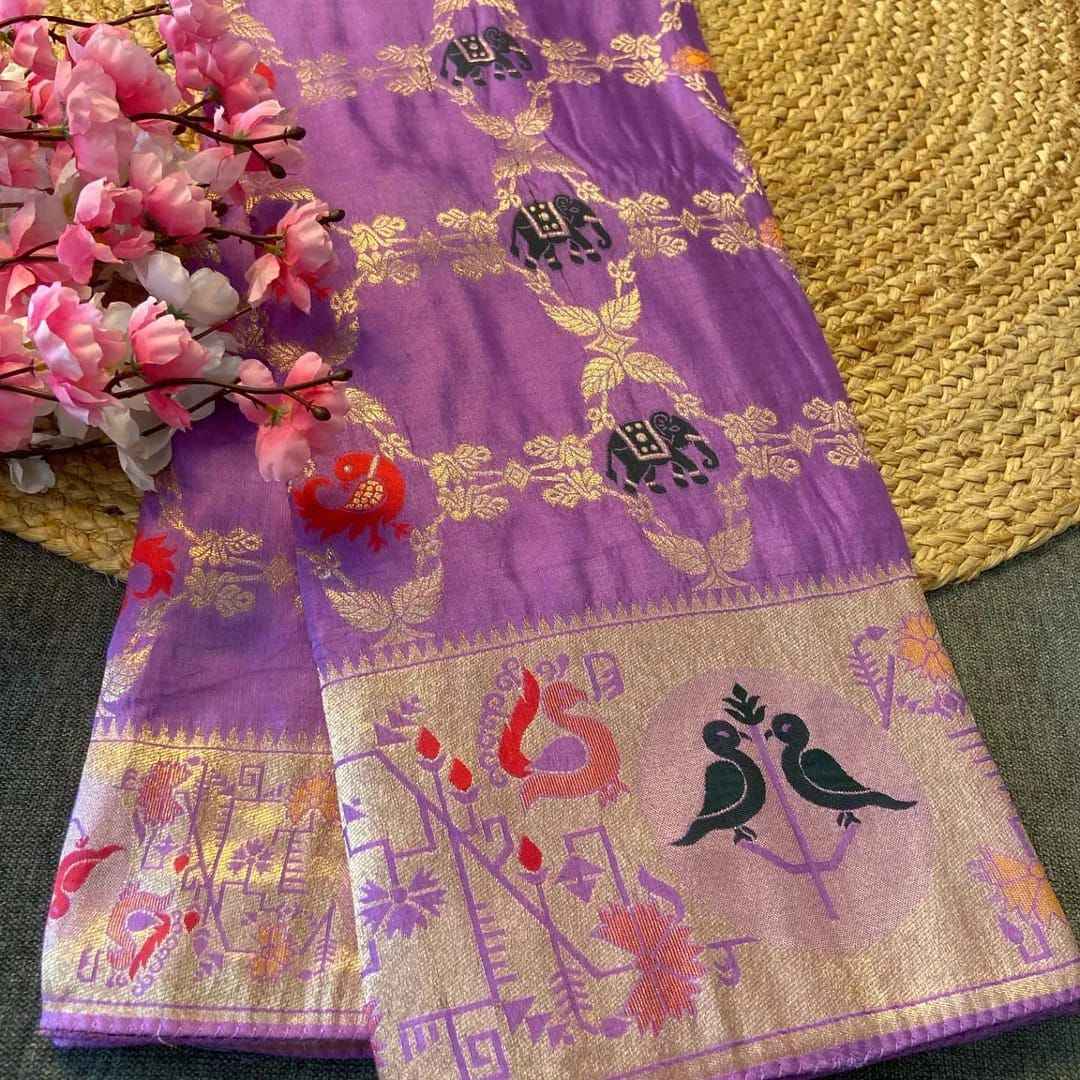 SOFT RUSSIAN SILK ZARI WEAVING WITH MEENAKARI DESIGN SAREE AT WHOLESALE PRICE