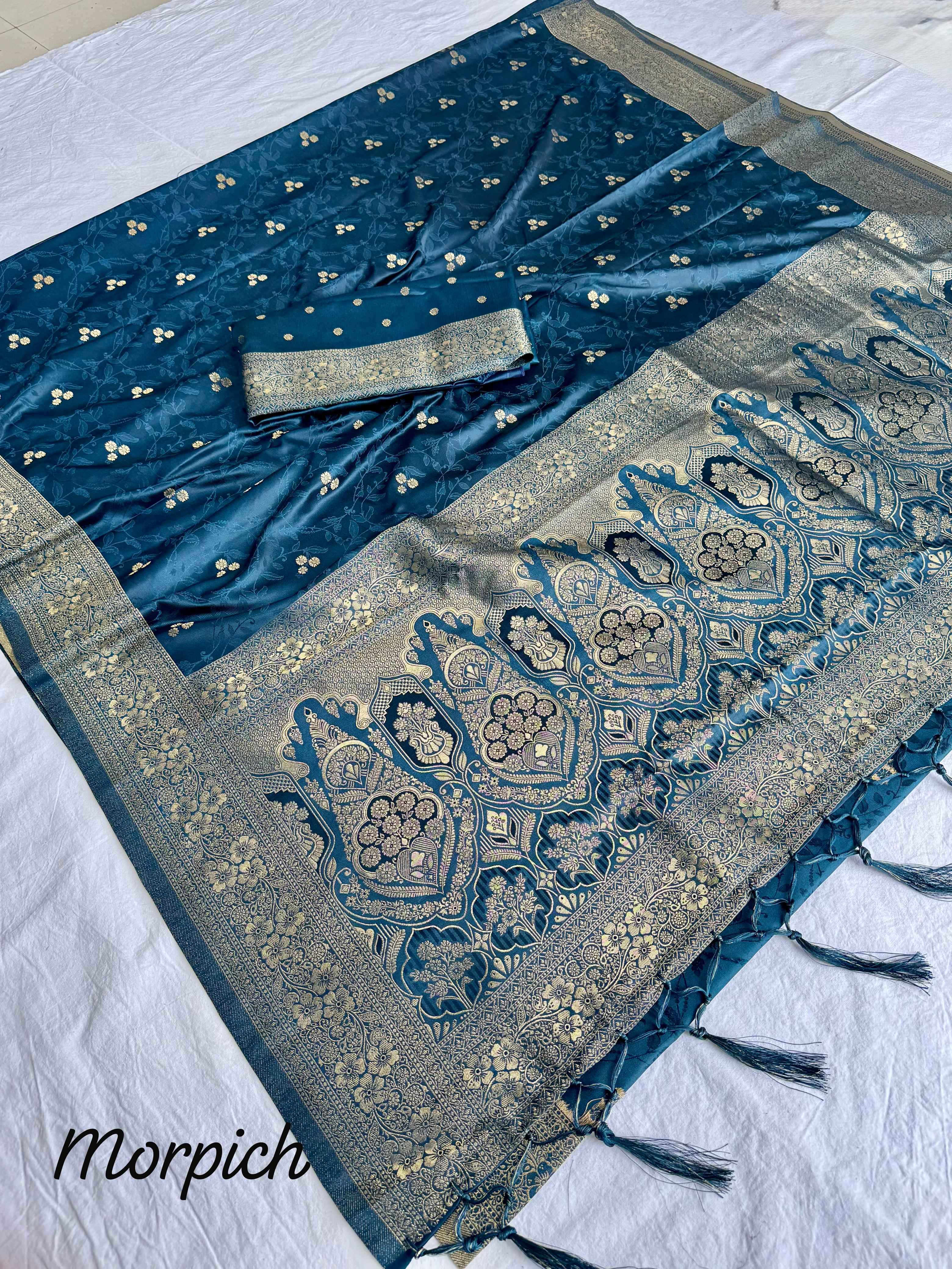 SOFT SATIN SILK ACQUARD WORK RICH PALLU SAREE AT WHOLESALE PRICE