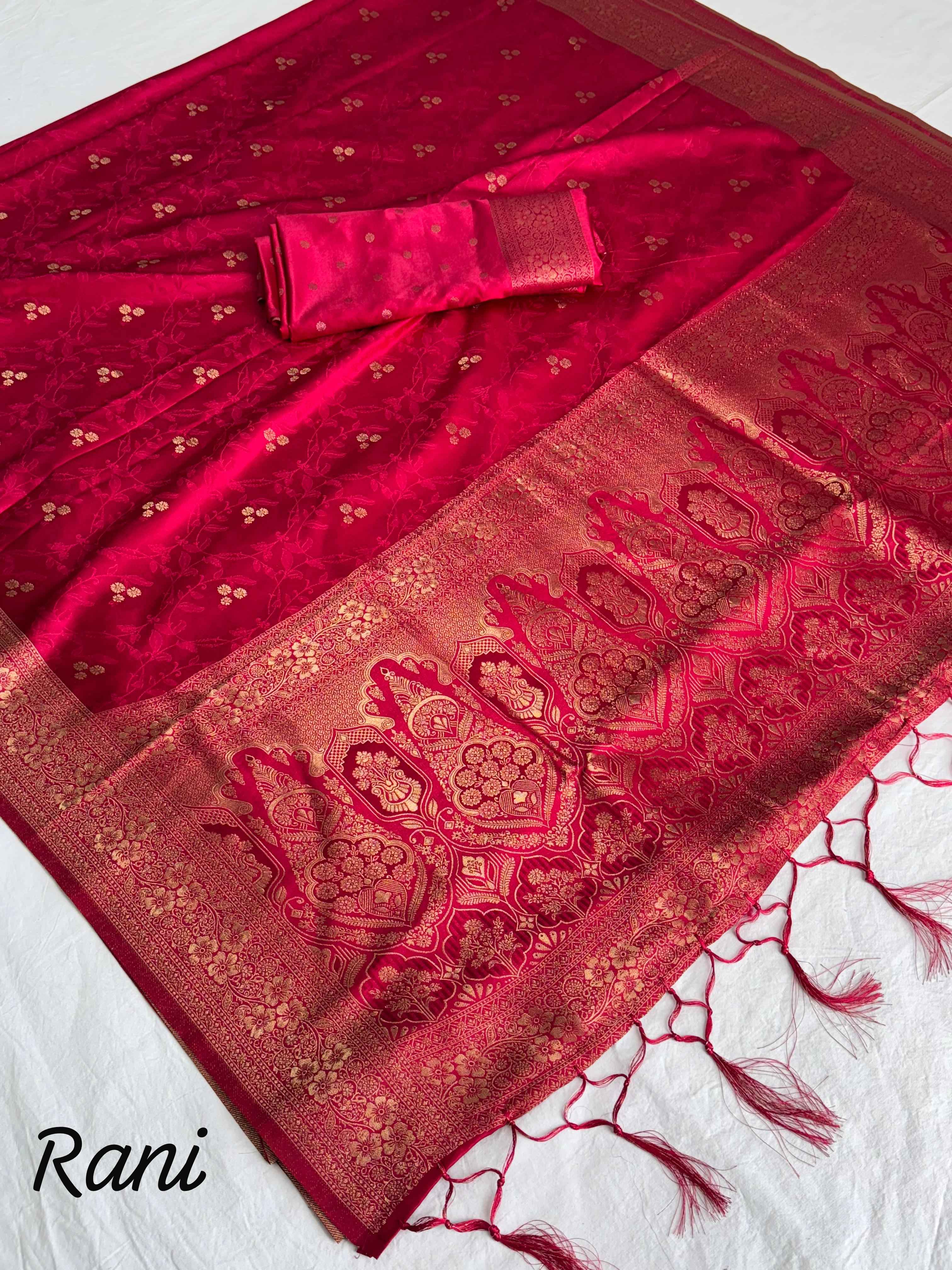 SOFT SATIN SILK ACQUARD WORK RICH PALLU SAREE AT WHOLESALE PRICE