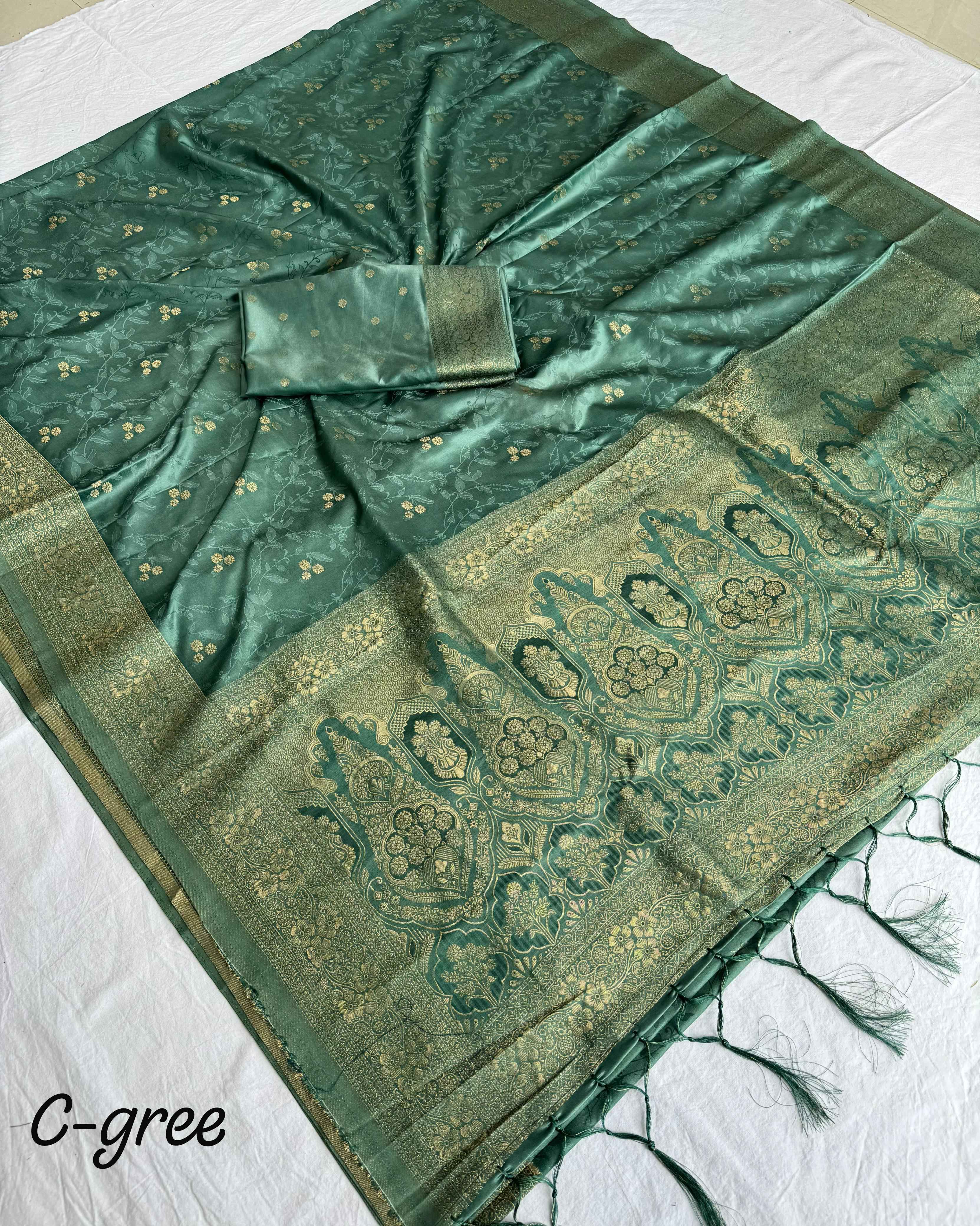 SOFT SATIN SILK ACQUARD WORK RICH PALLU SAREE AT WHOLESALE PRICE