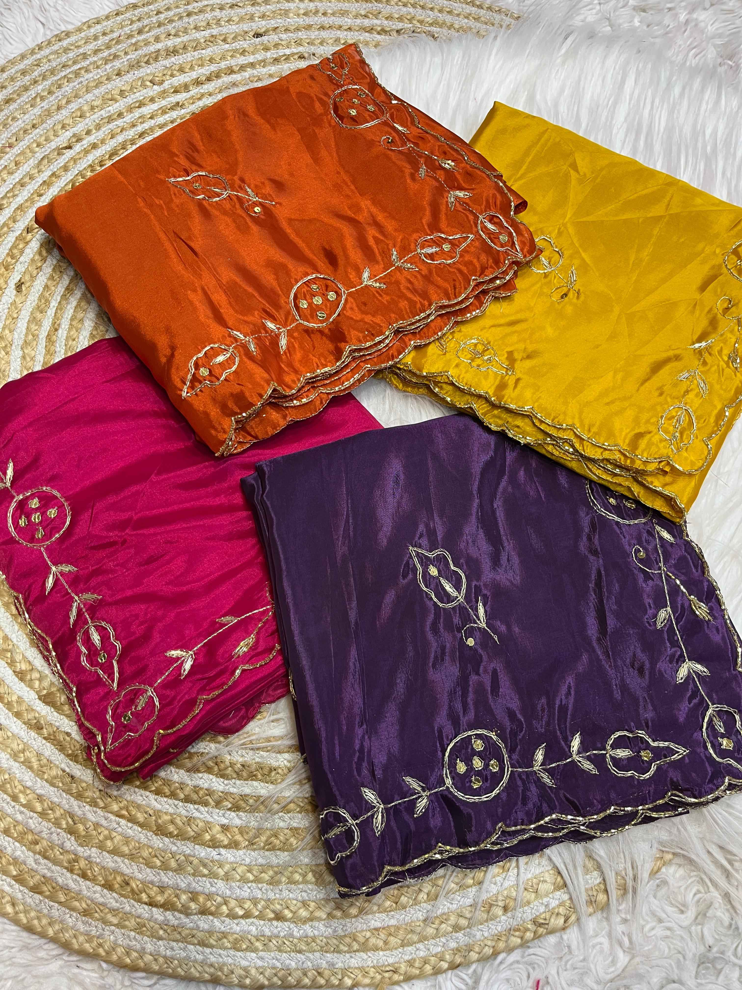 SOFT SHINE ZARDOZI HANDWORK WITH BUTTI WORK SAREE AT WHOLESALE PRICE