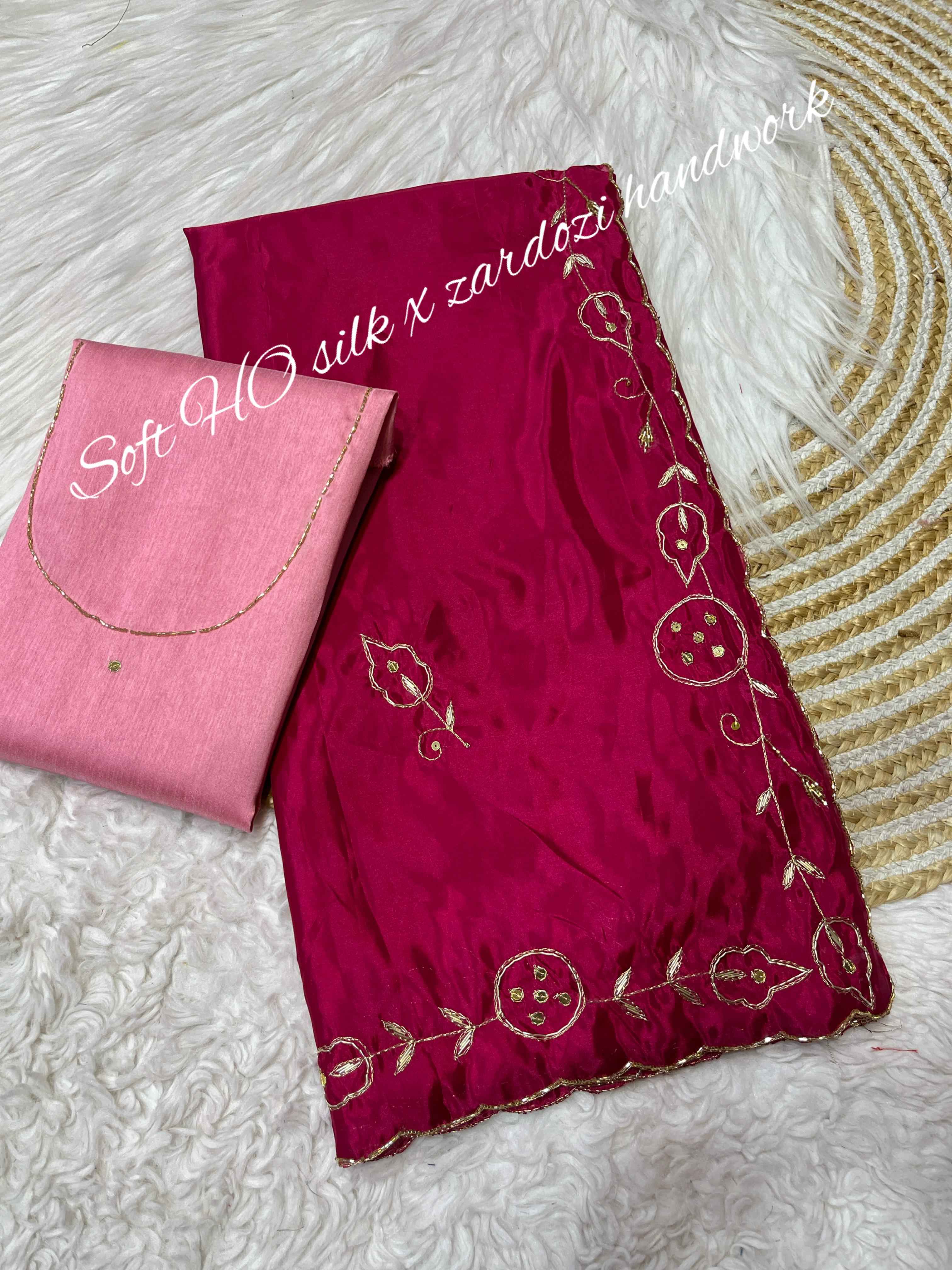 SOFT SHINE ZARDOZI HANDWORK WITH BUTTI WORK SAREE AT WHOLESALE PRICE