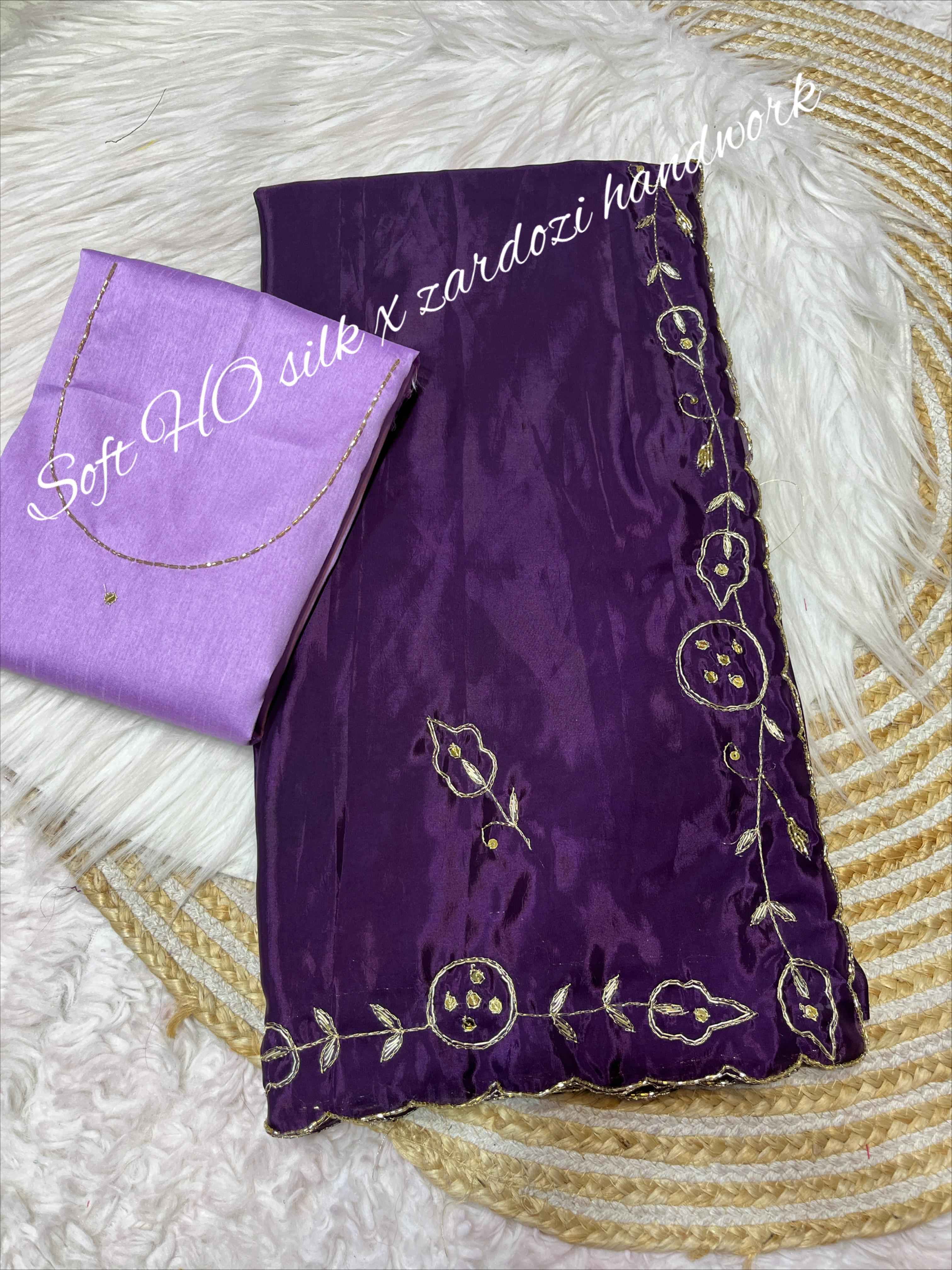 SOFT SHINE ZARDOZI HANDWORK WITH BUTTI WORK SAREE AT WHOLESALE PRICE