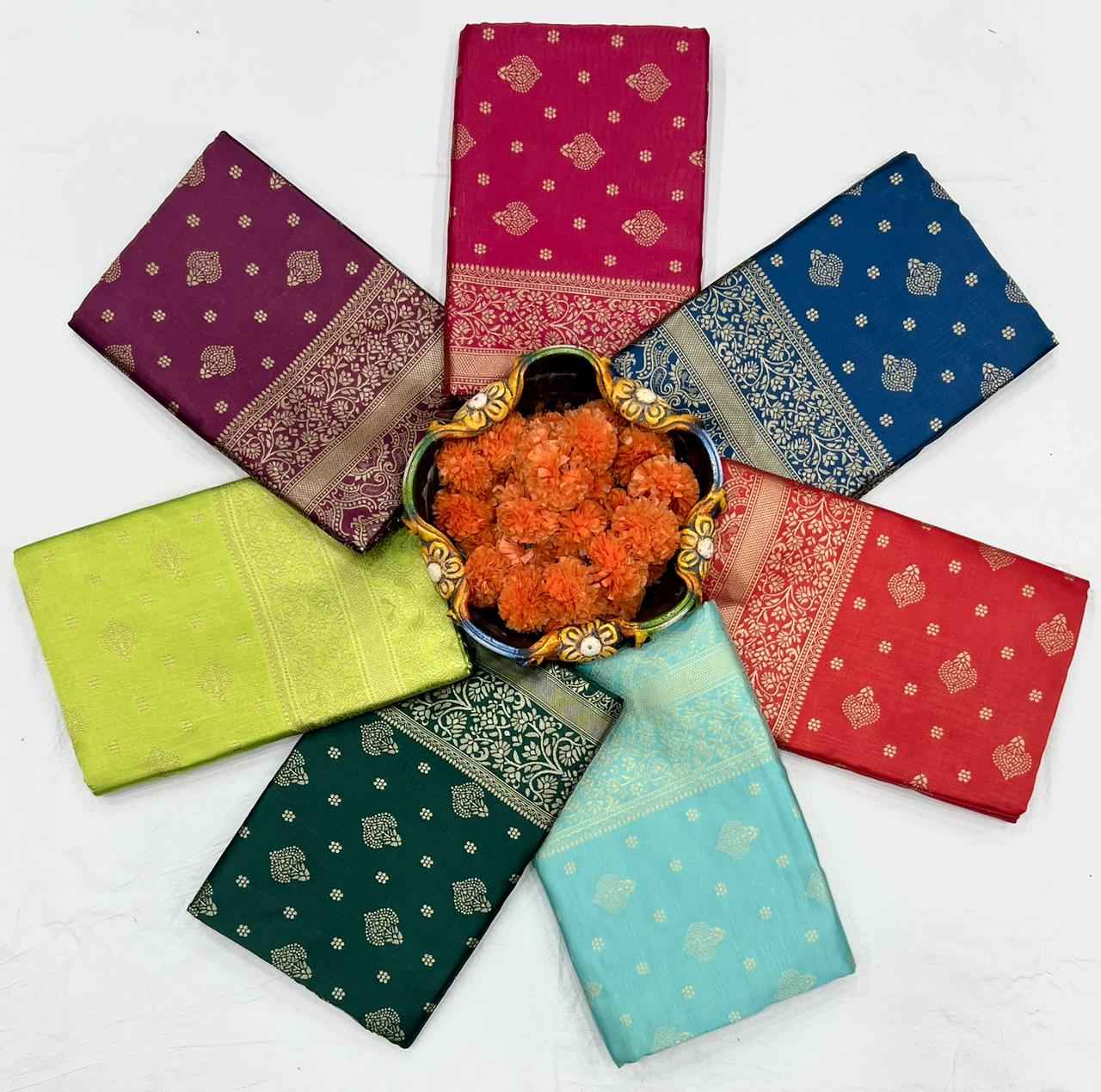 SOFT SILK JACQUARD WORK WITH RICH PALLU SAREE CODE 210 AT WHOLESALE PRICE